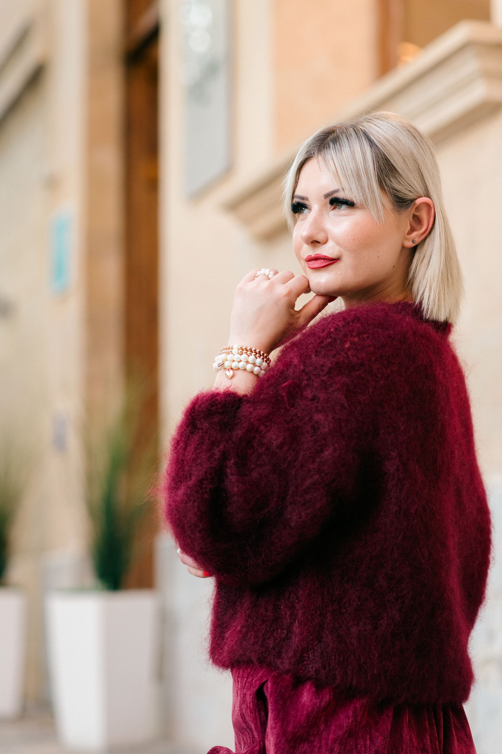 Perlenarmband champagner glow mit Herz