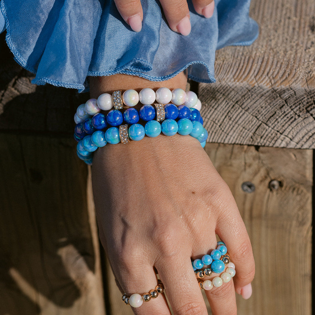 Perlenarmband mit Charm Classic Dunkelblau mit 3D Intensiv Glow Effekt