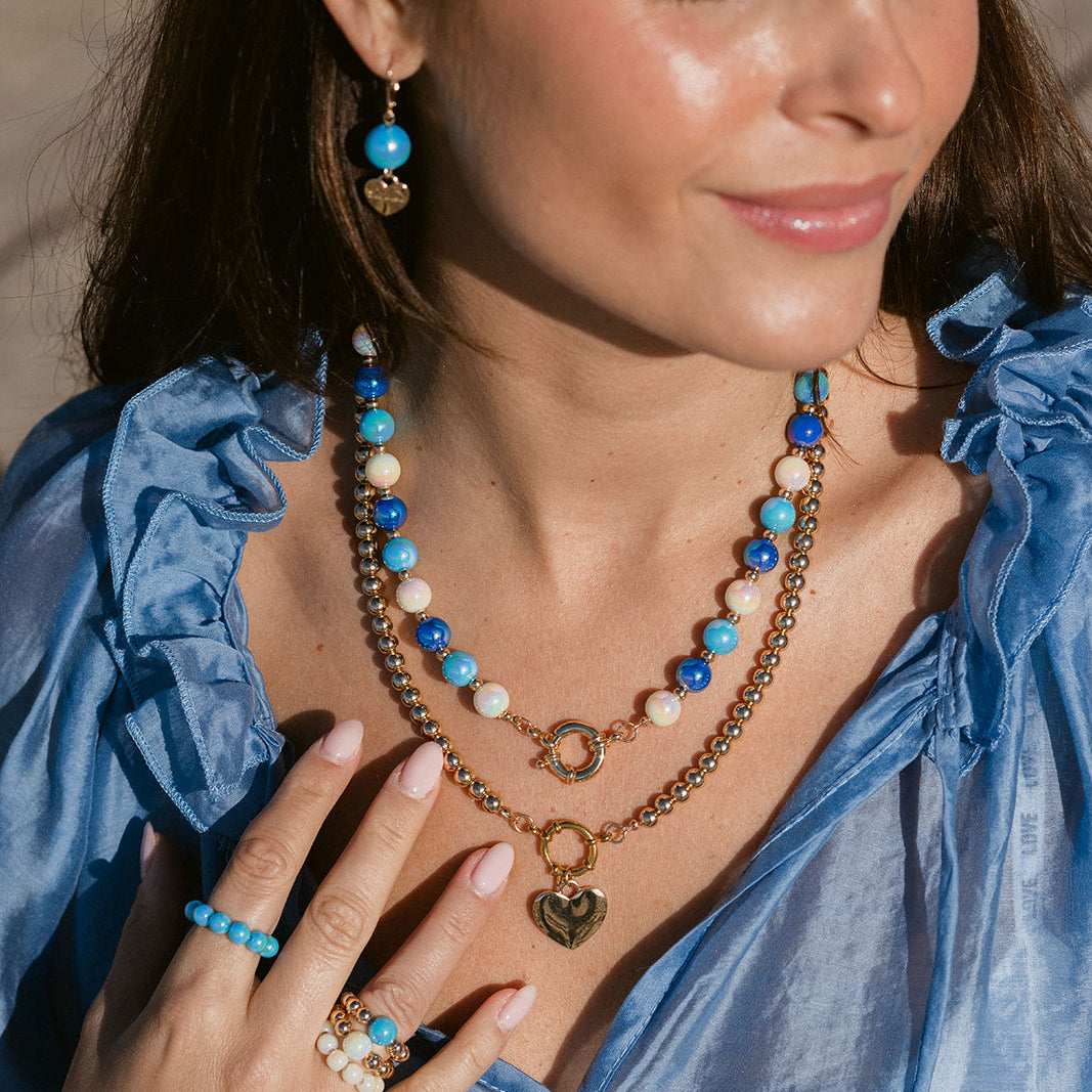 Halsketten Set Azurblau