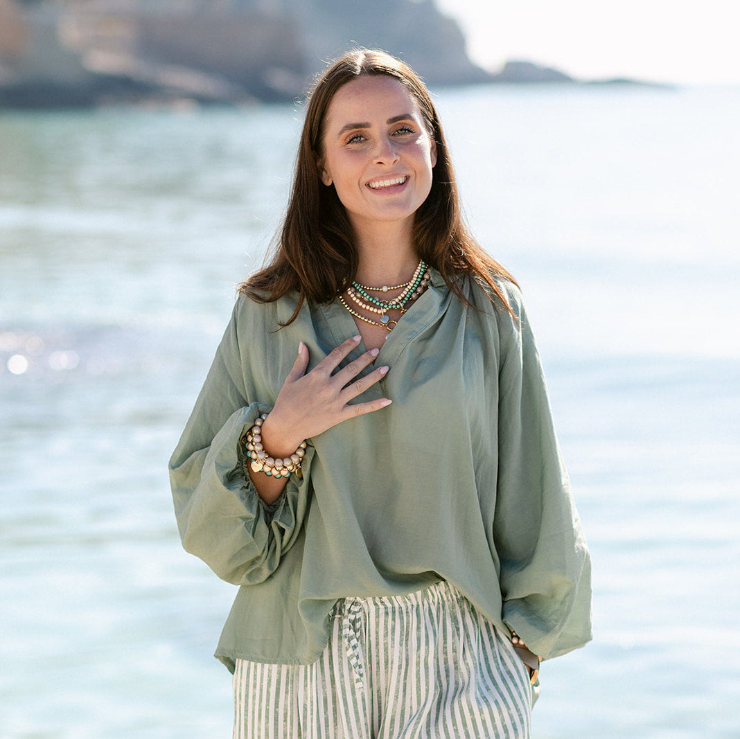 Damenbluse Softgrün Onesize