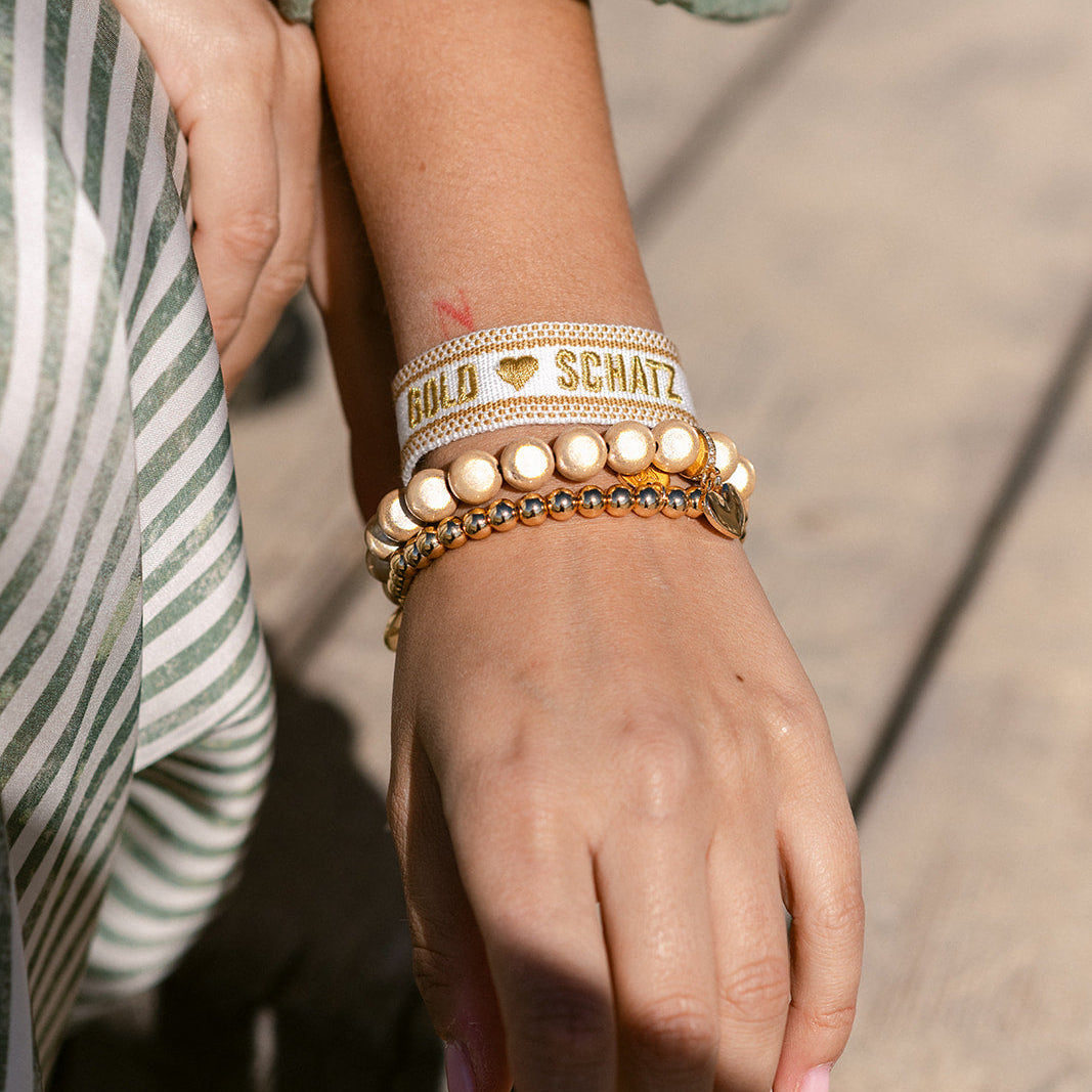 Perlenarmband mit Herz Banana Champagner 10mm