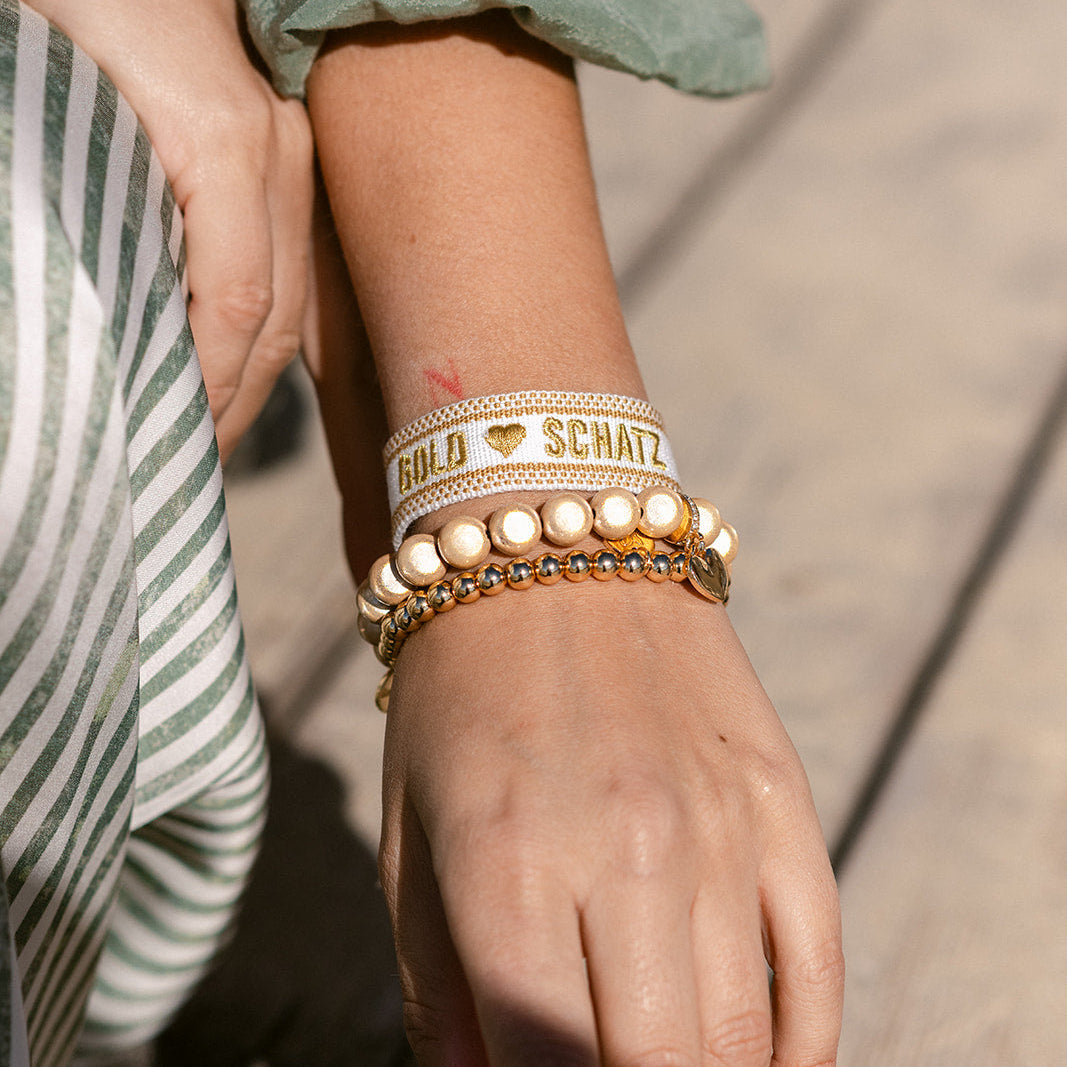 Perlenarmband Gold Deluxe Champagner