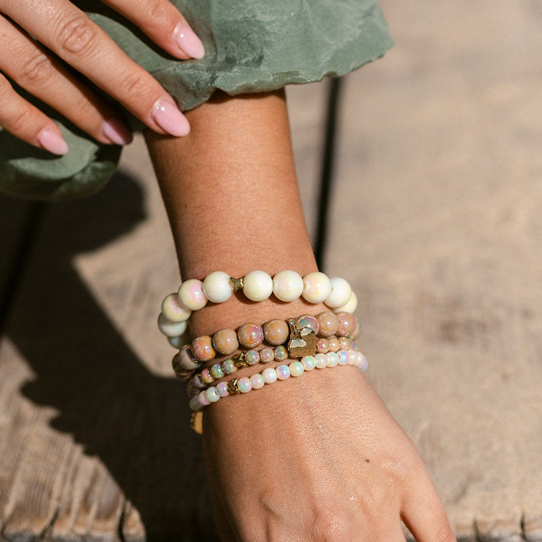 Perlenarmband Champagner Glow