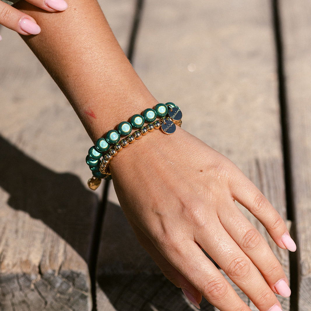 Perlenarmband mit Herz Softgrün 10mm