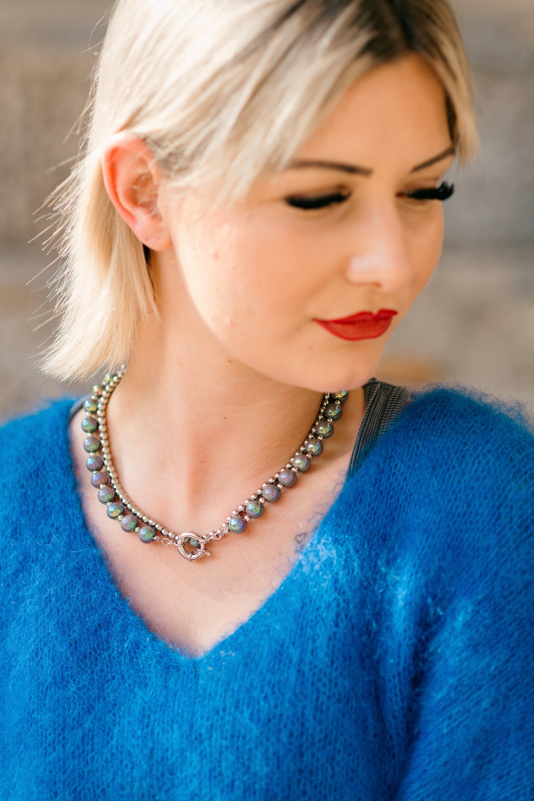 Halskette mit shadow glow perle