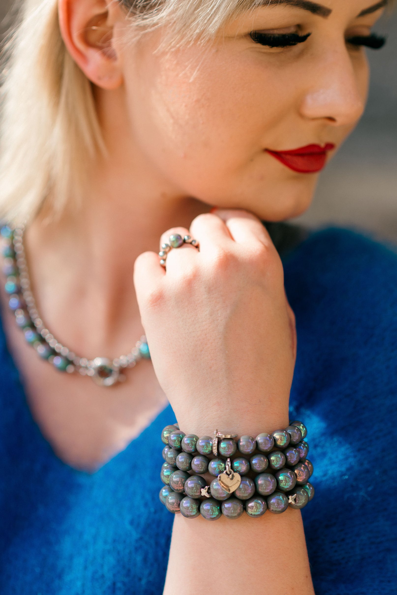 Perlenarmband shadow glow mit Herz