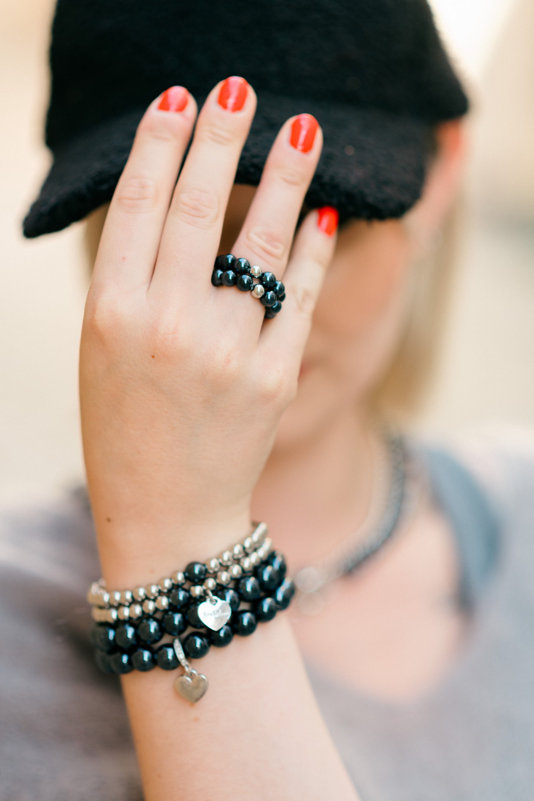 Perlenarmband Silber Deluxe mit midnight glow perle