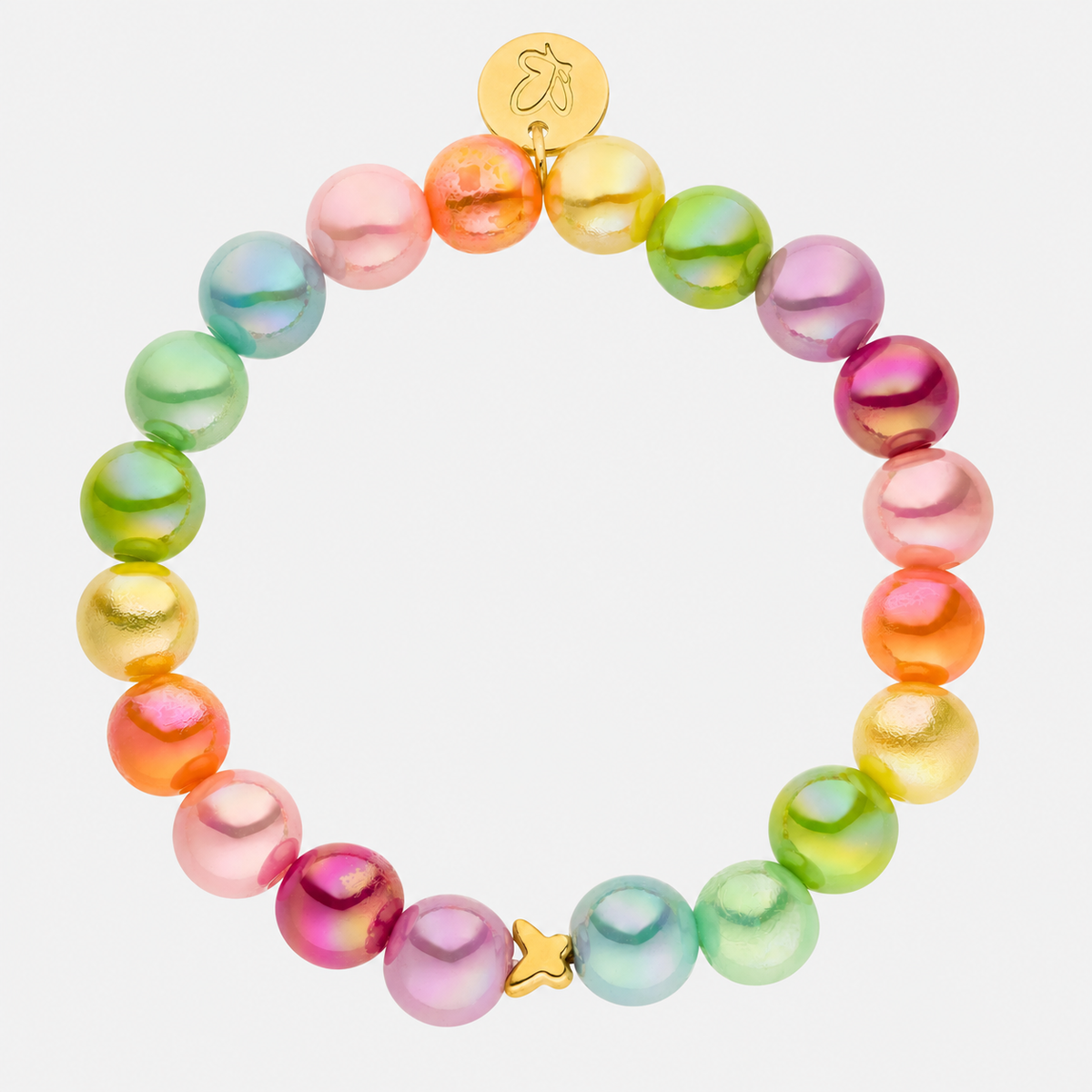 Perlenarmband Bunt mit 3D Intensiv Glow Effekt – Produktansicht auf hellgrauem Hintergrund