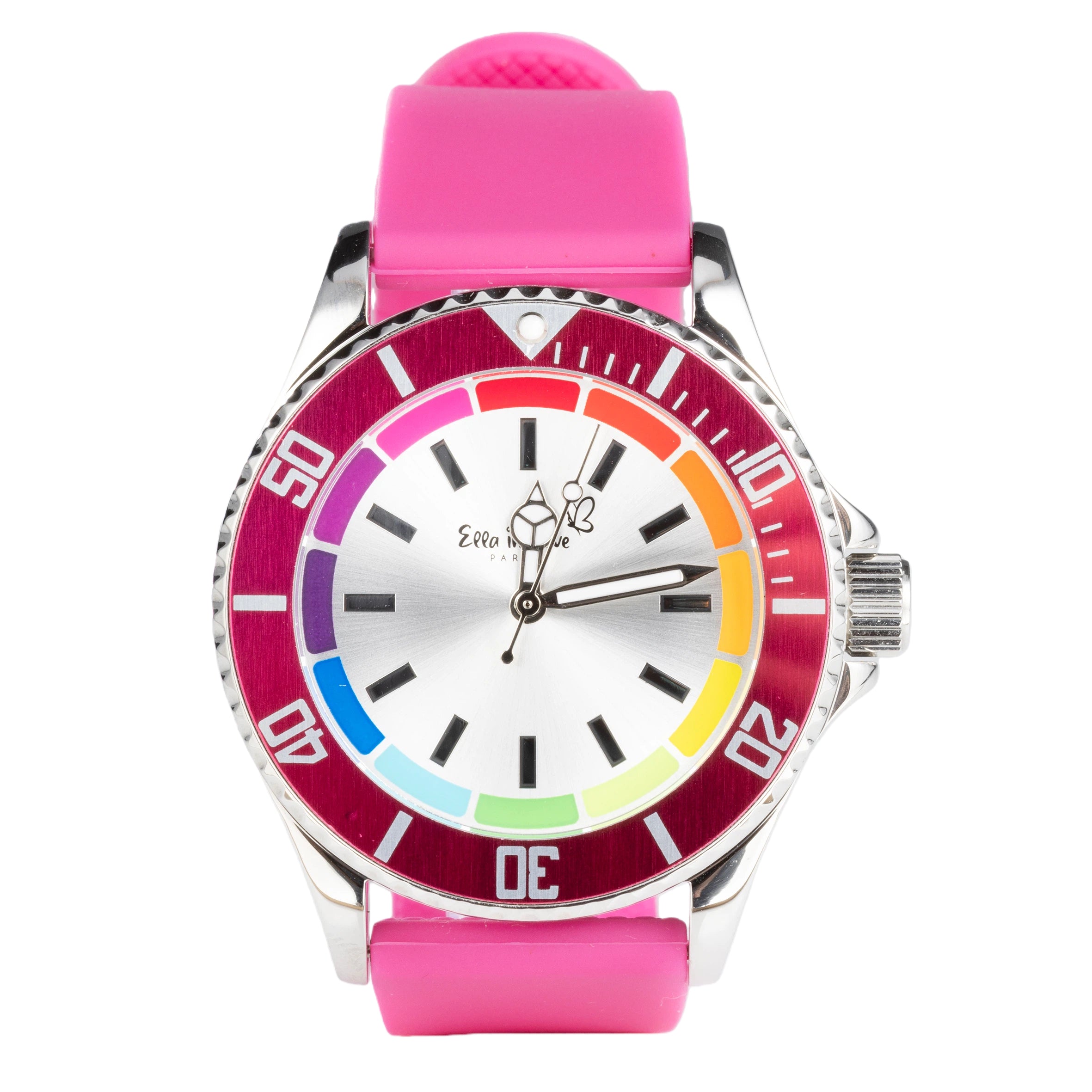 Uhr Rainbow mit Silikonband Pink Cosmos