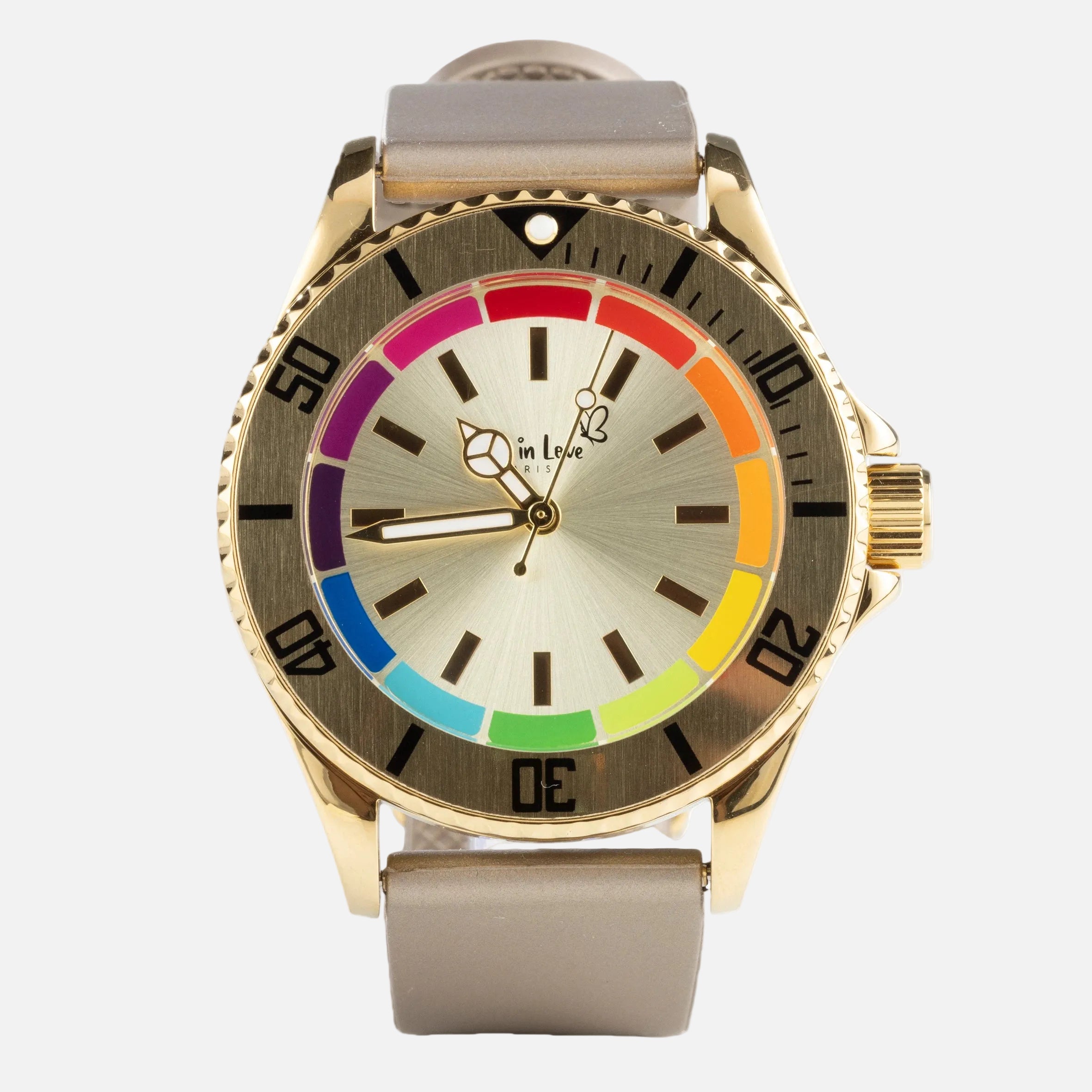 Armbanduhr Taupe – Gold Details