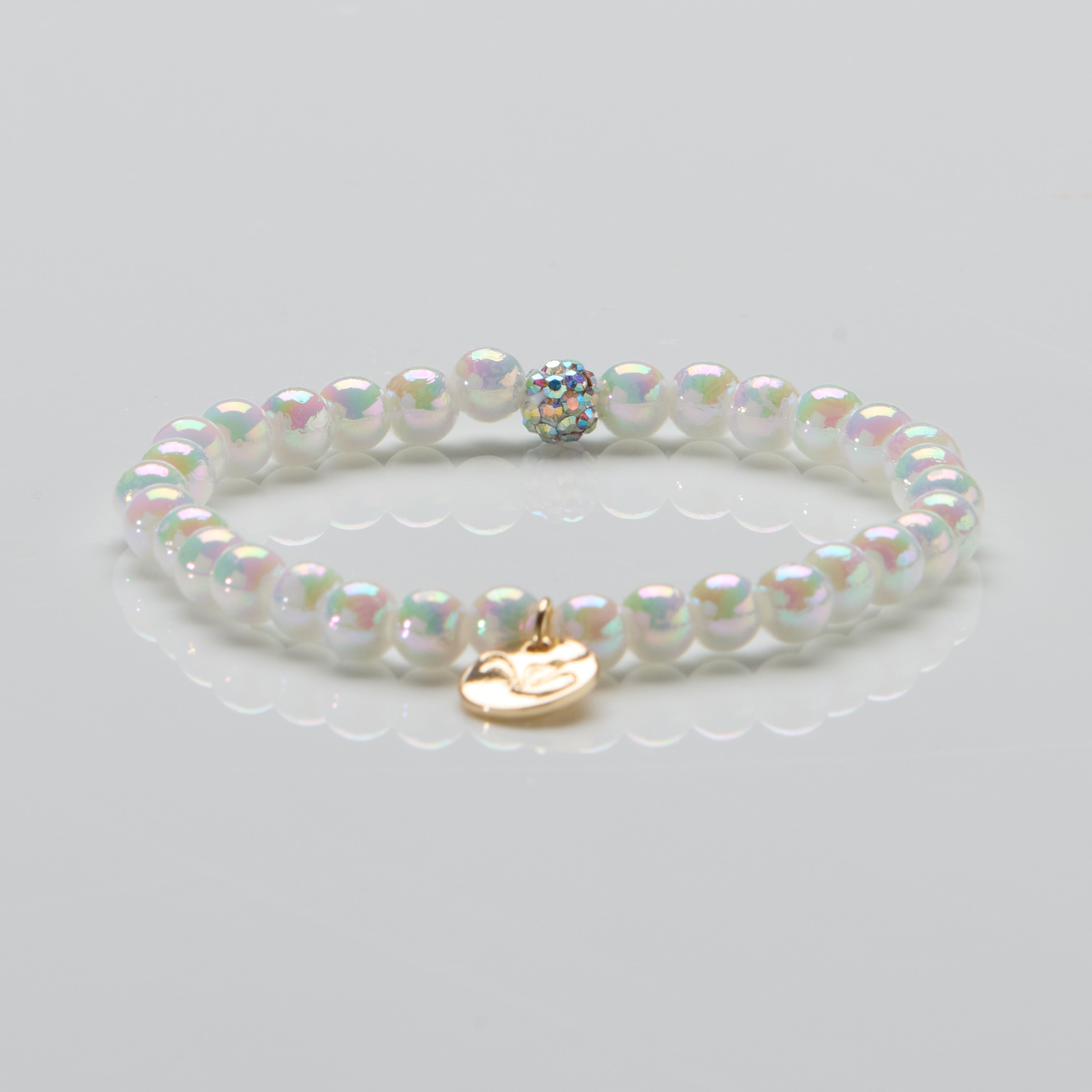 Perlenarmband Opal White mit Glitzerperle