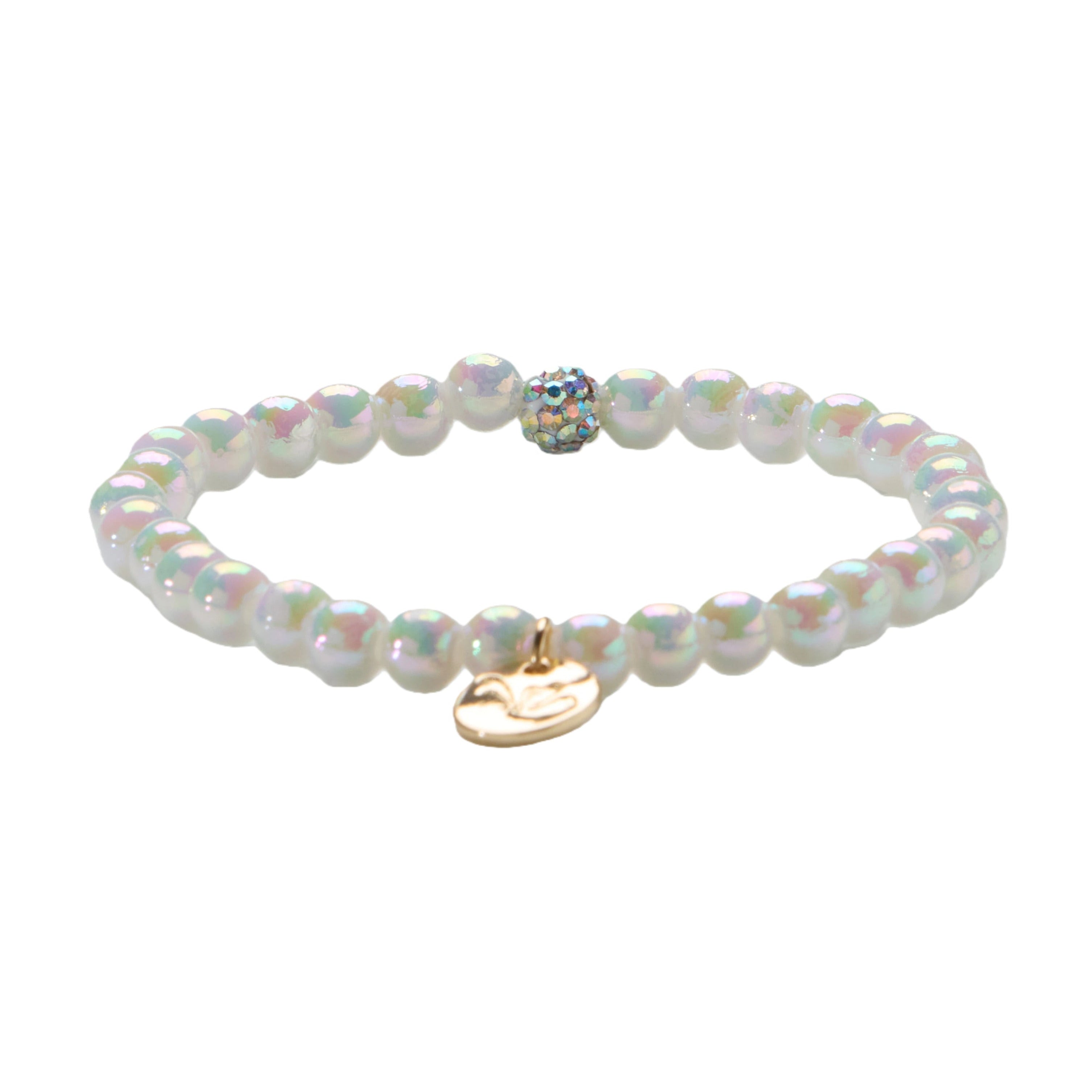 Perlenarmband Opal White mit Glitzerperle