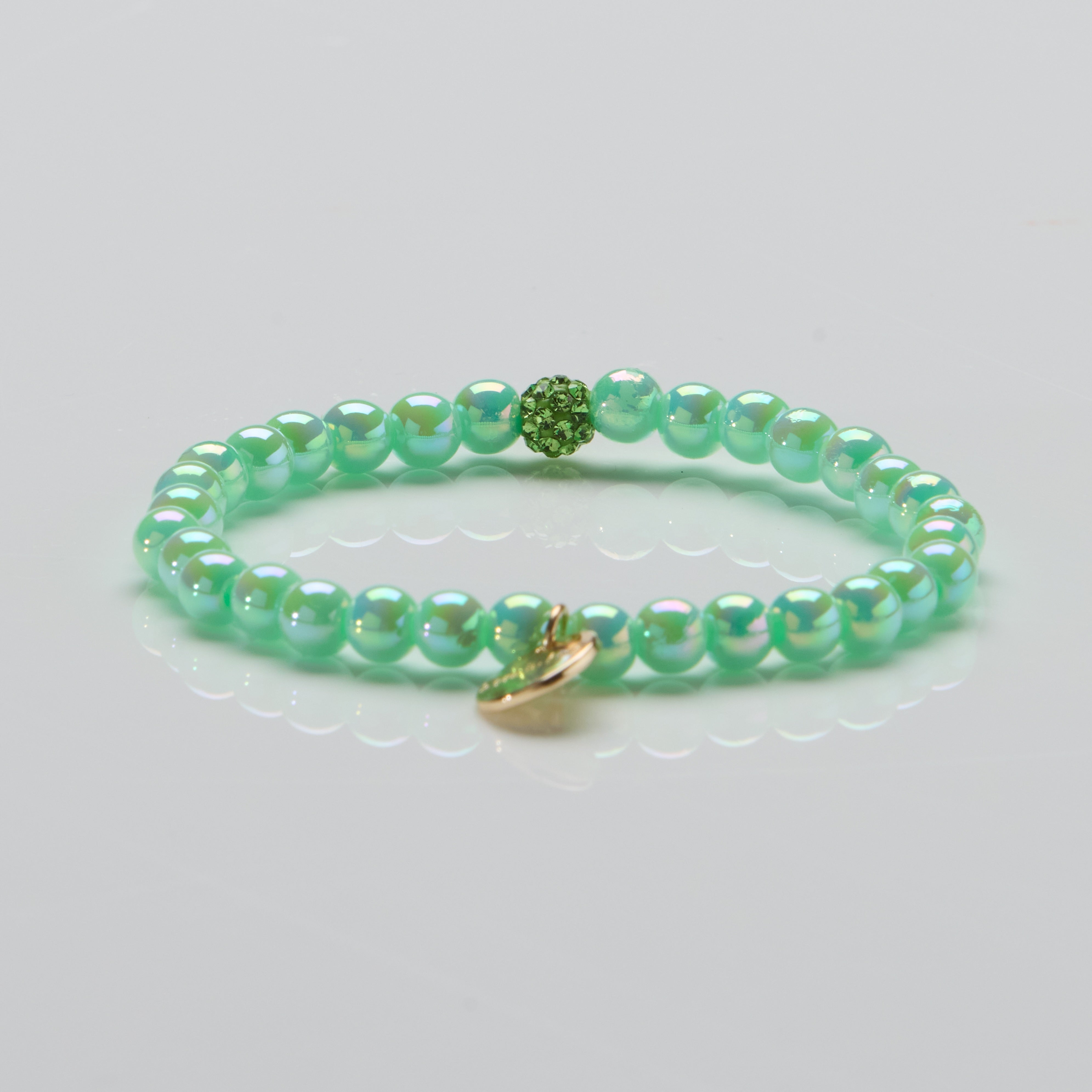 Perlenarmband Ocean Mint mit Glitzerperle