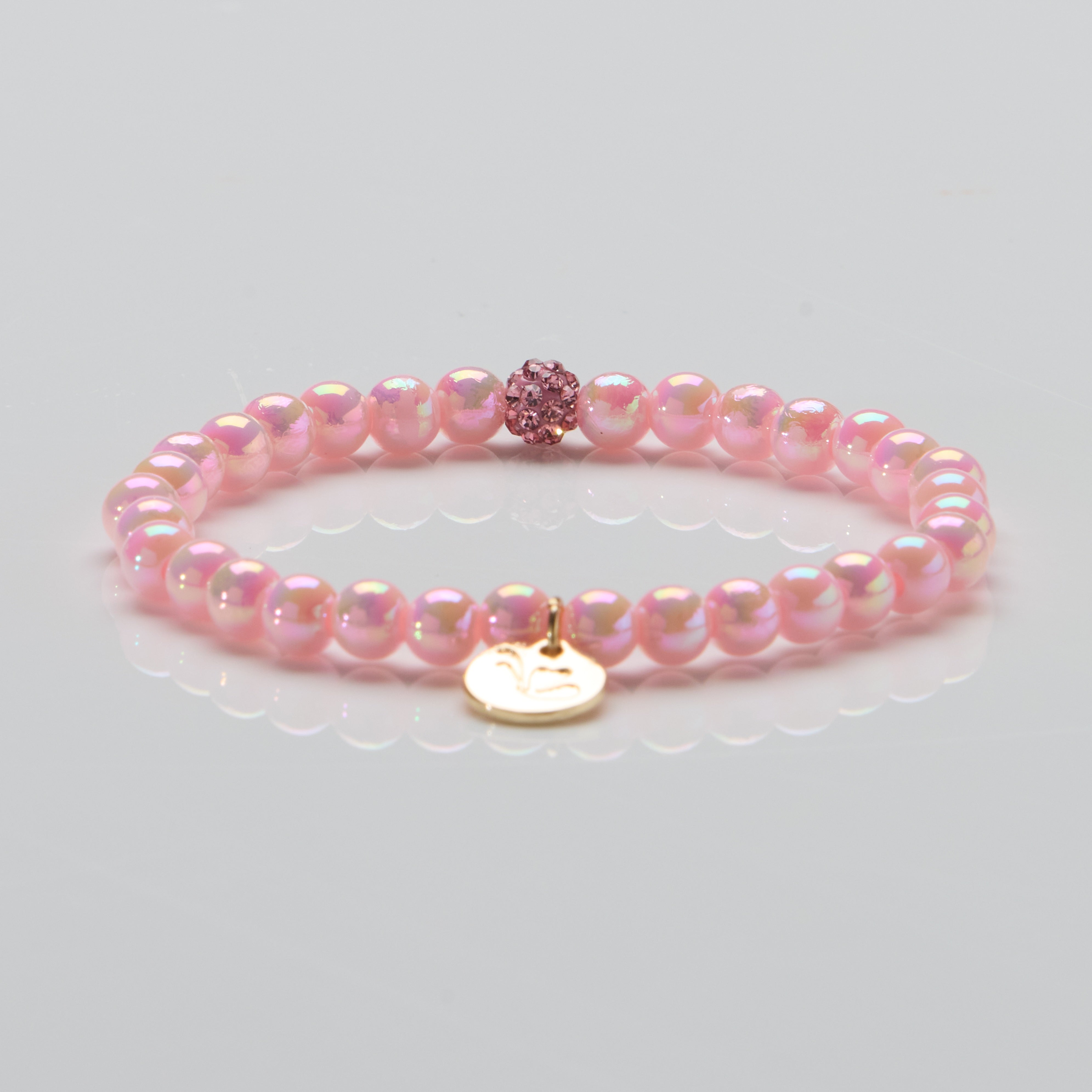 Perlenarmband Rose Glow mit Glitzerperle