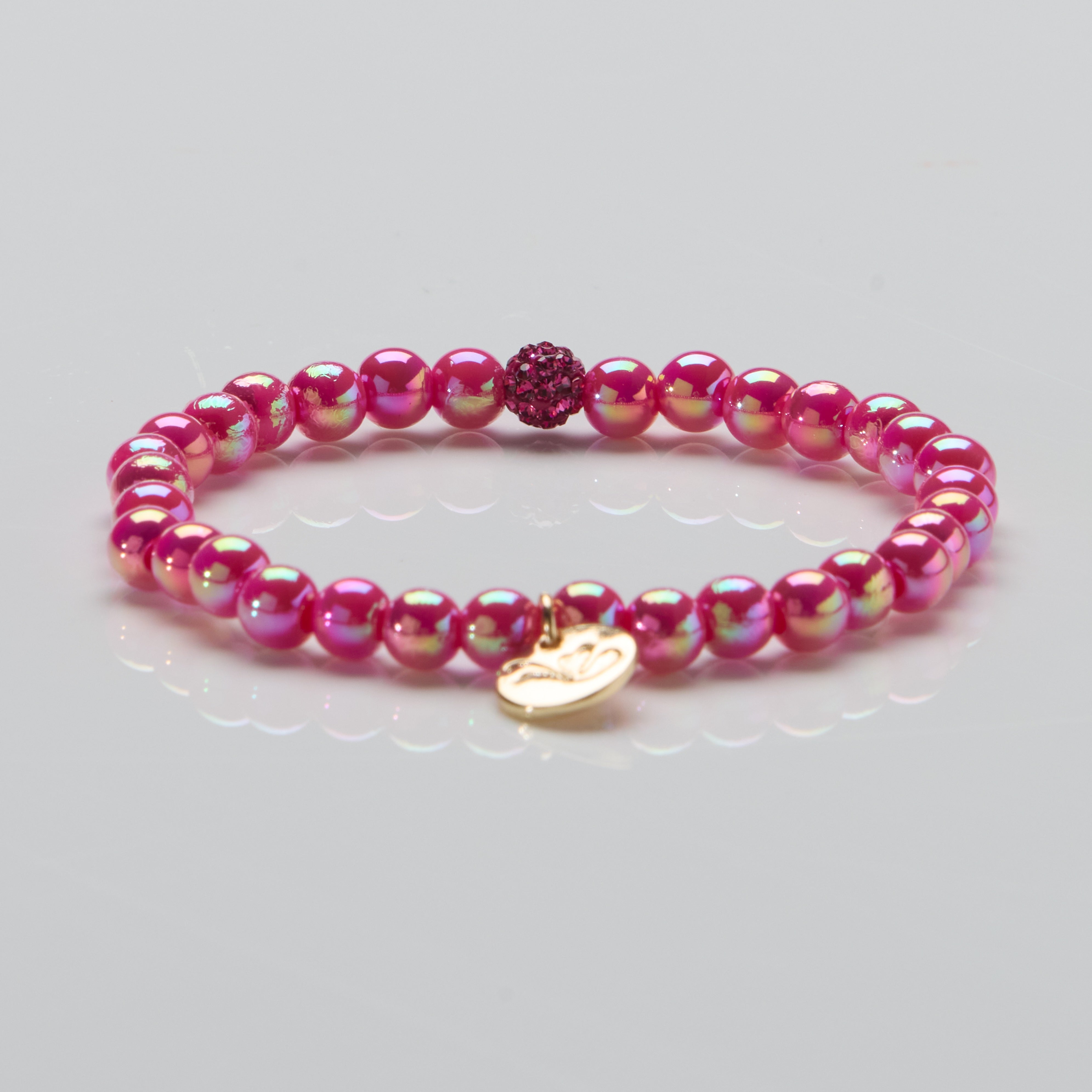Perlenarmband Pink Mirage mit Glitzerperle