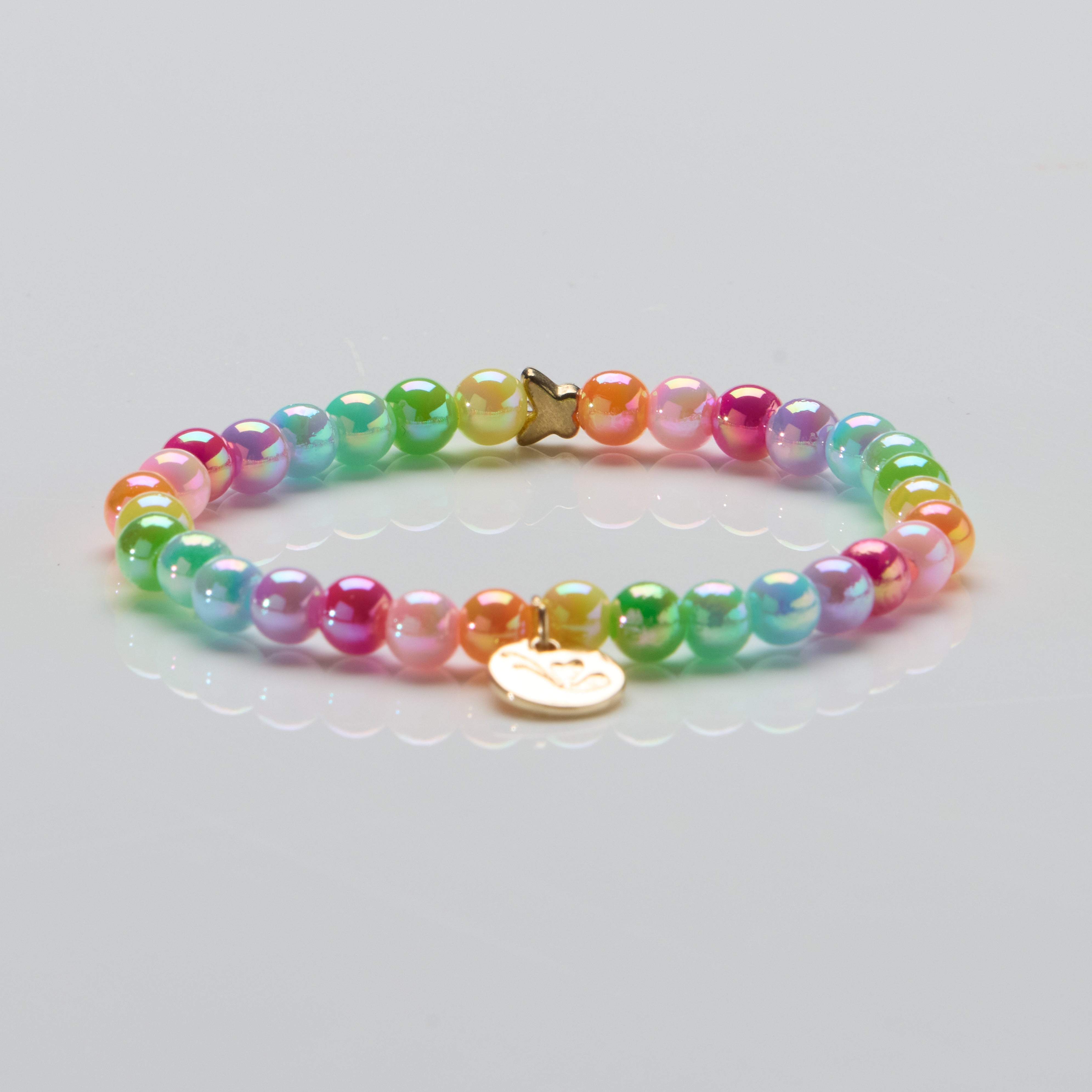 Perlenarmband Rainbow Sparkling mit Glitzerperle