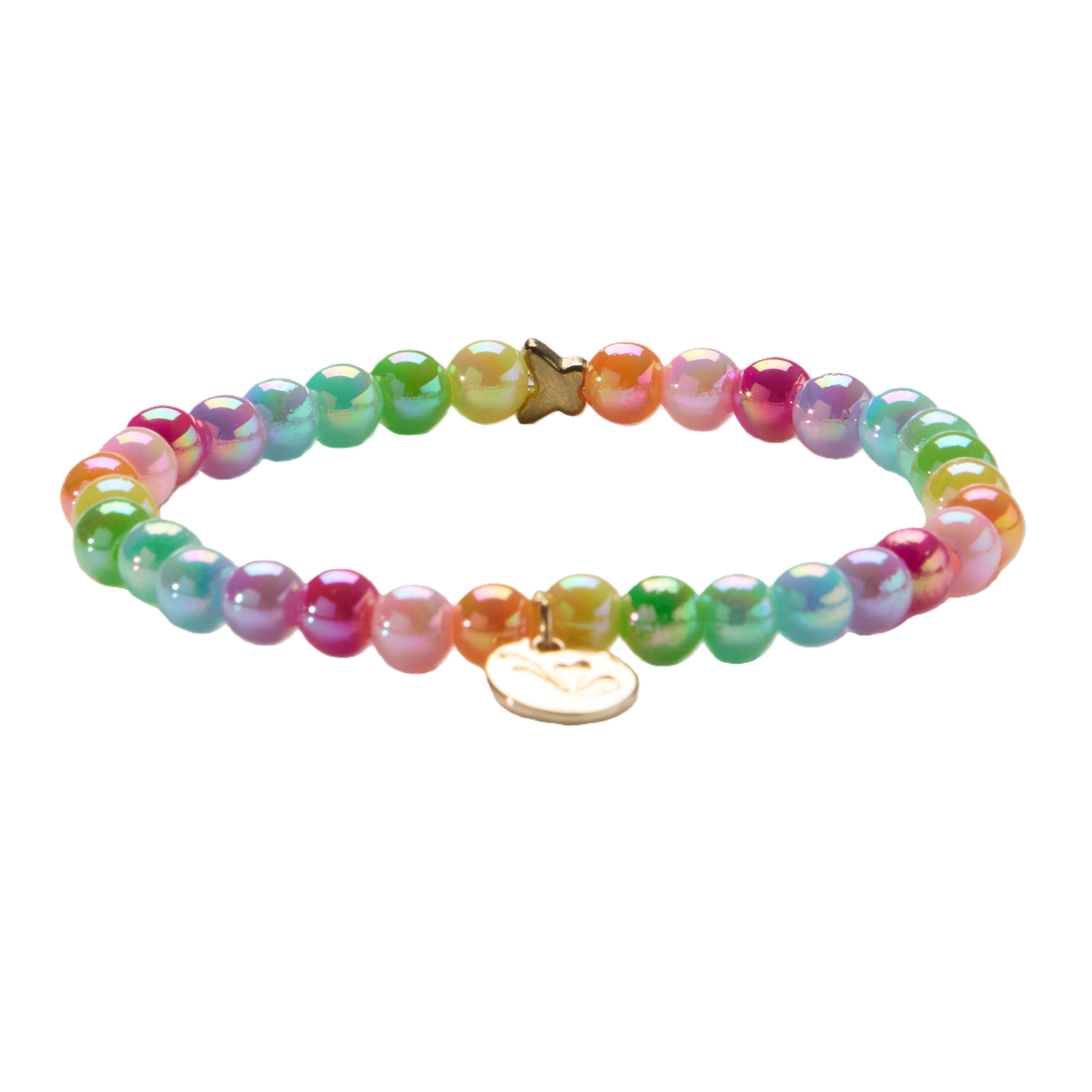 Perlenarmband Rainbow Sparkling mit Glitzerperle