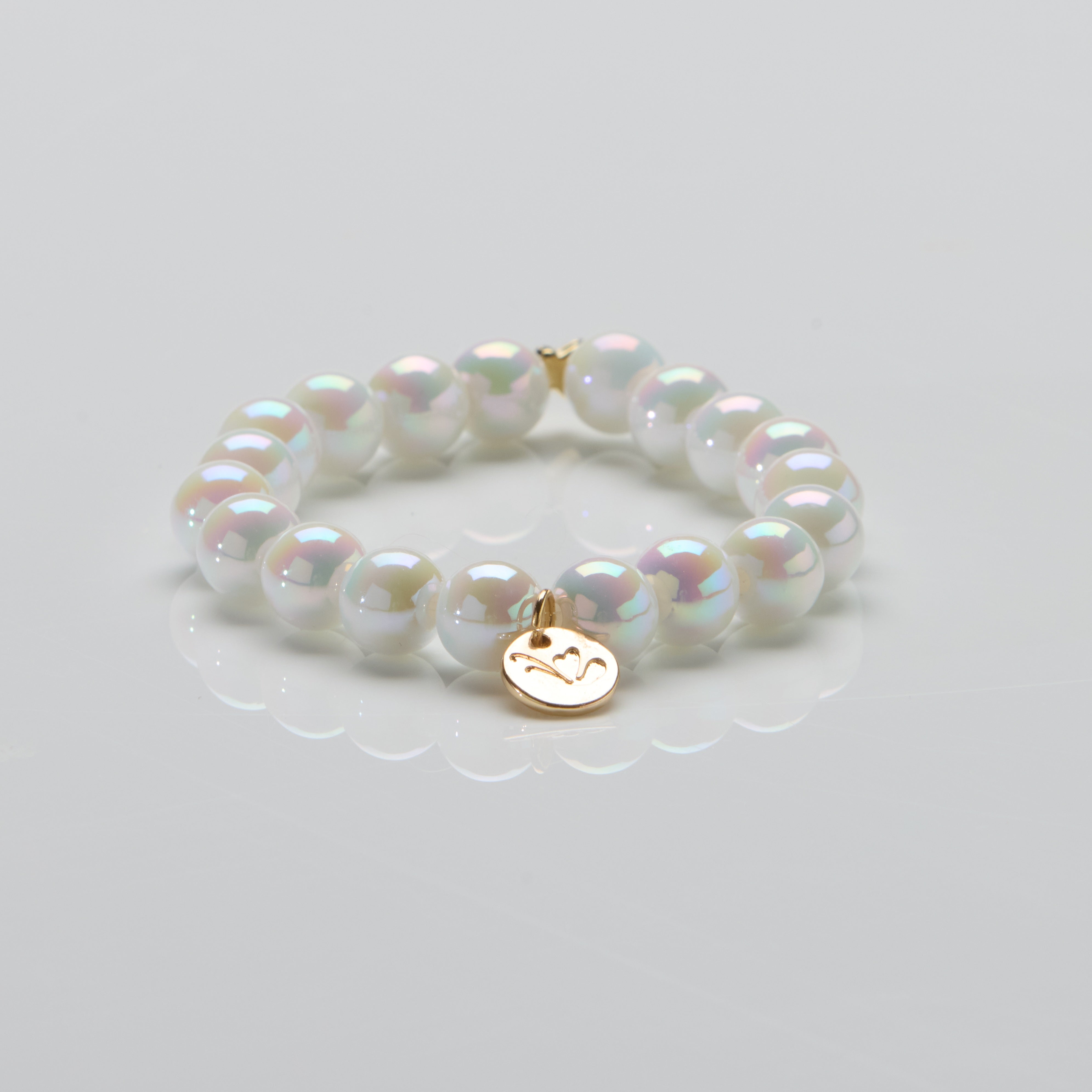 Perlenarmband Opal White