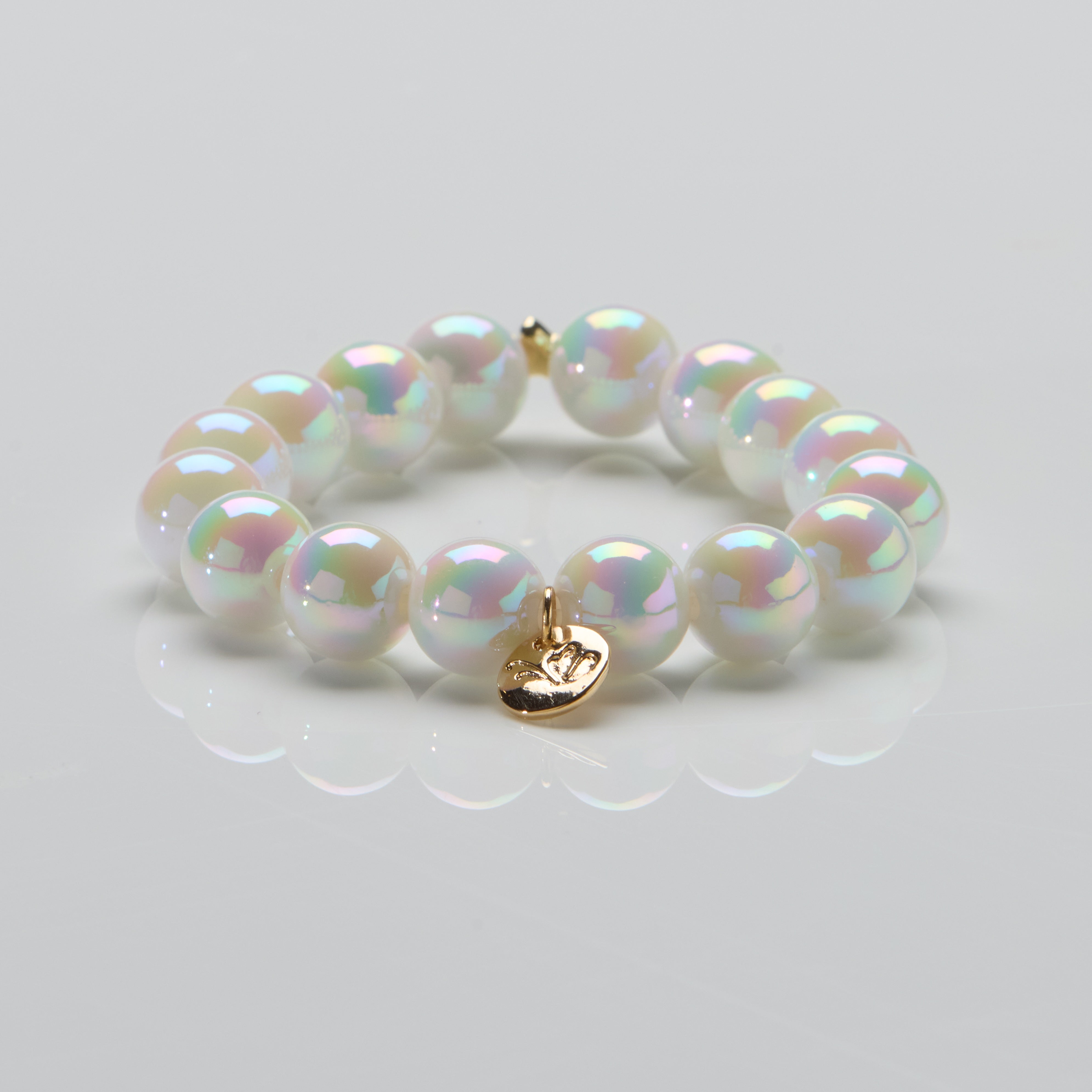 Perlenarmband Opal White
