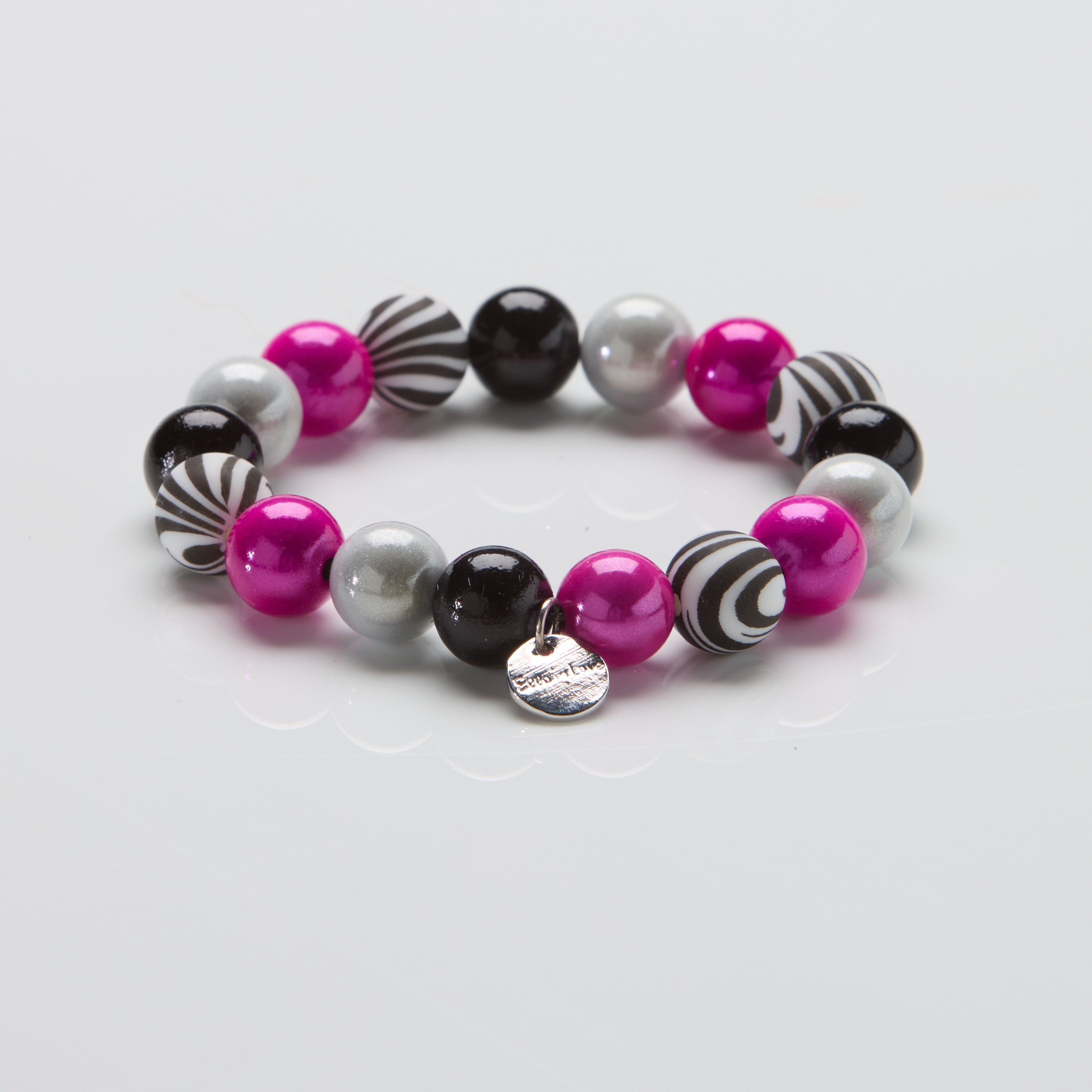 Perlenarmband Pink Zebra