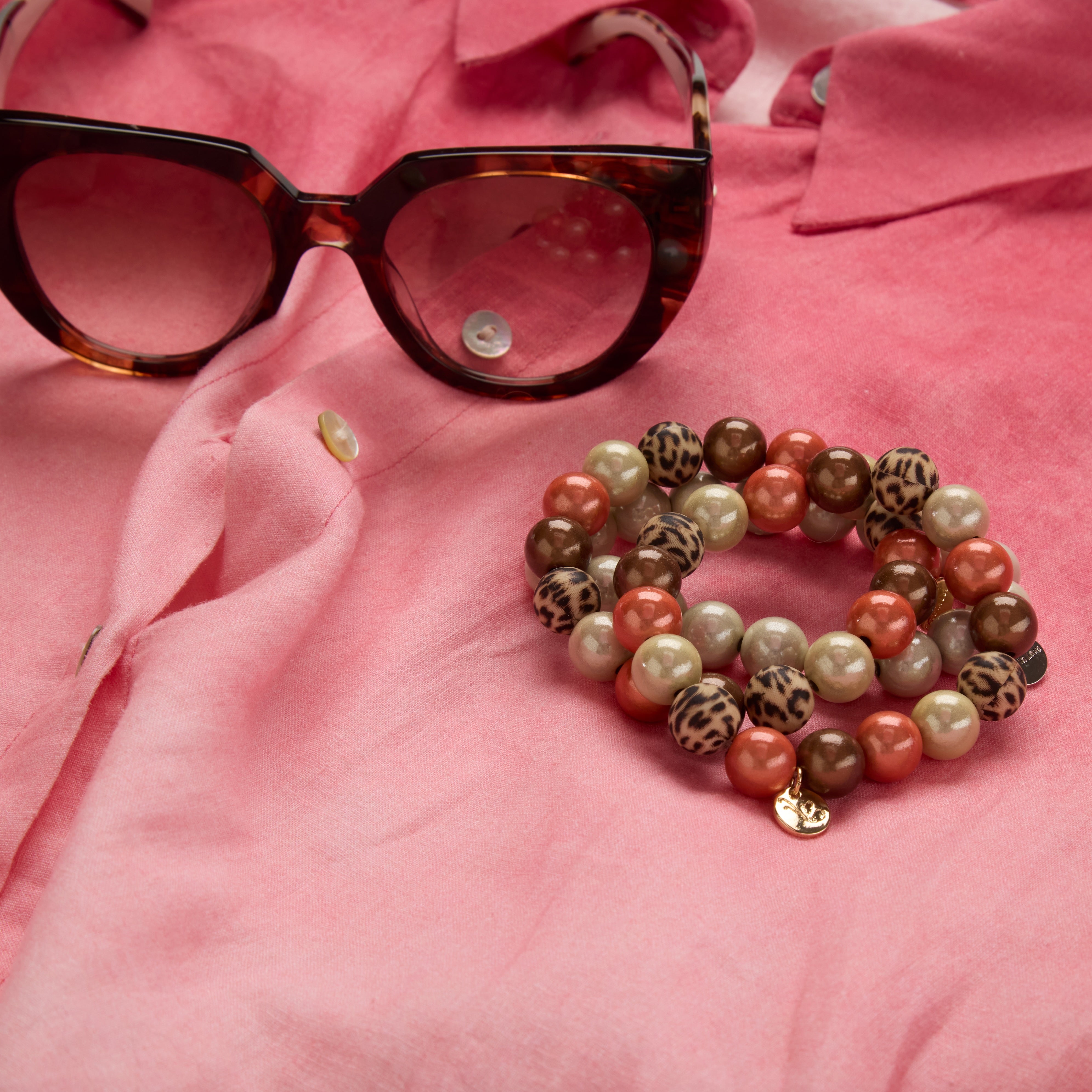 Perlenarmband Rosy Leopard