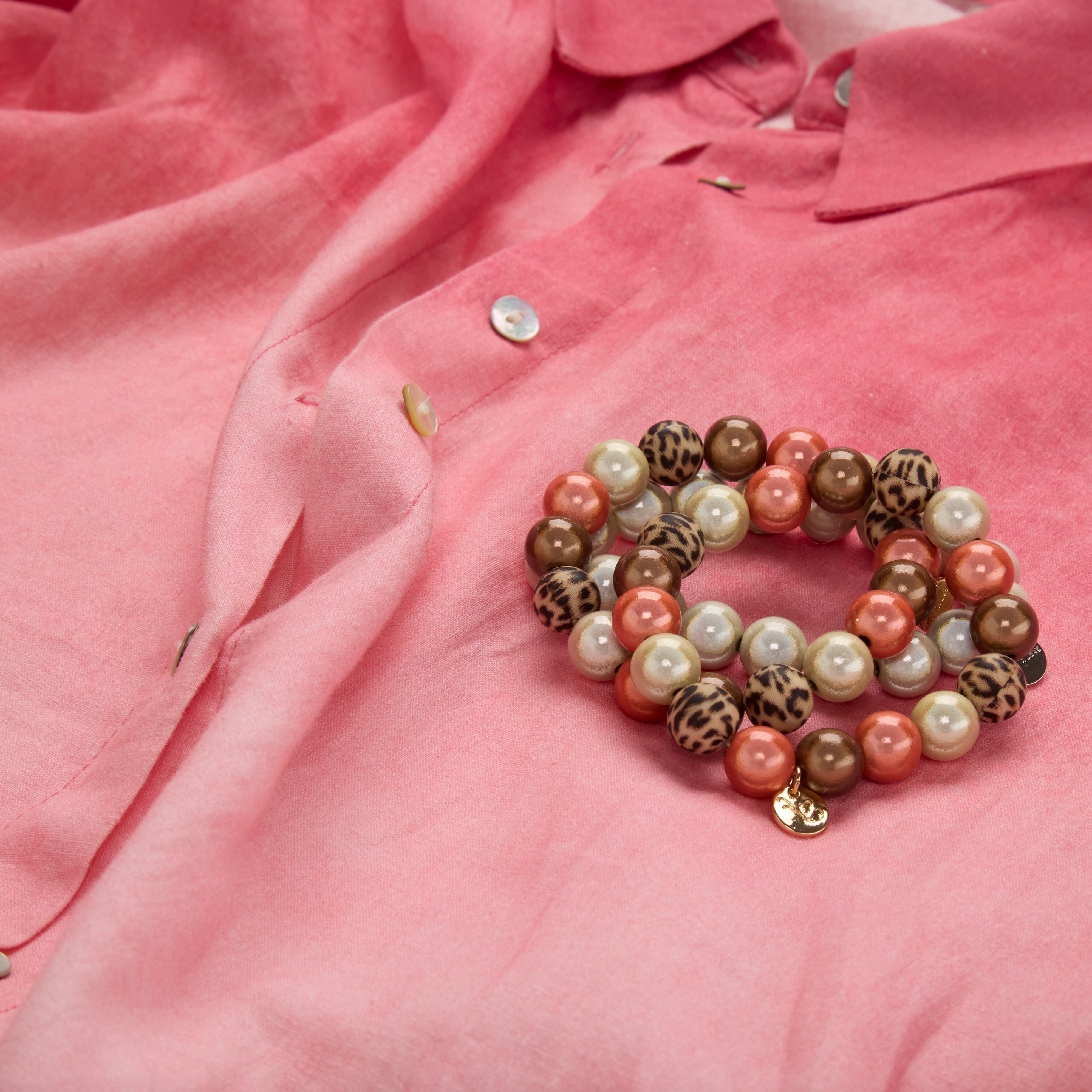 Perlenarmband Rosy Leopard