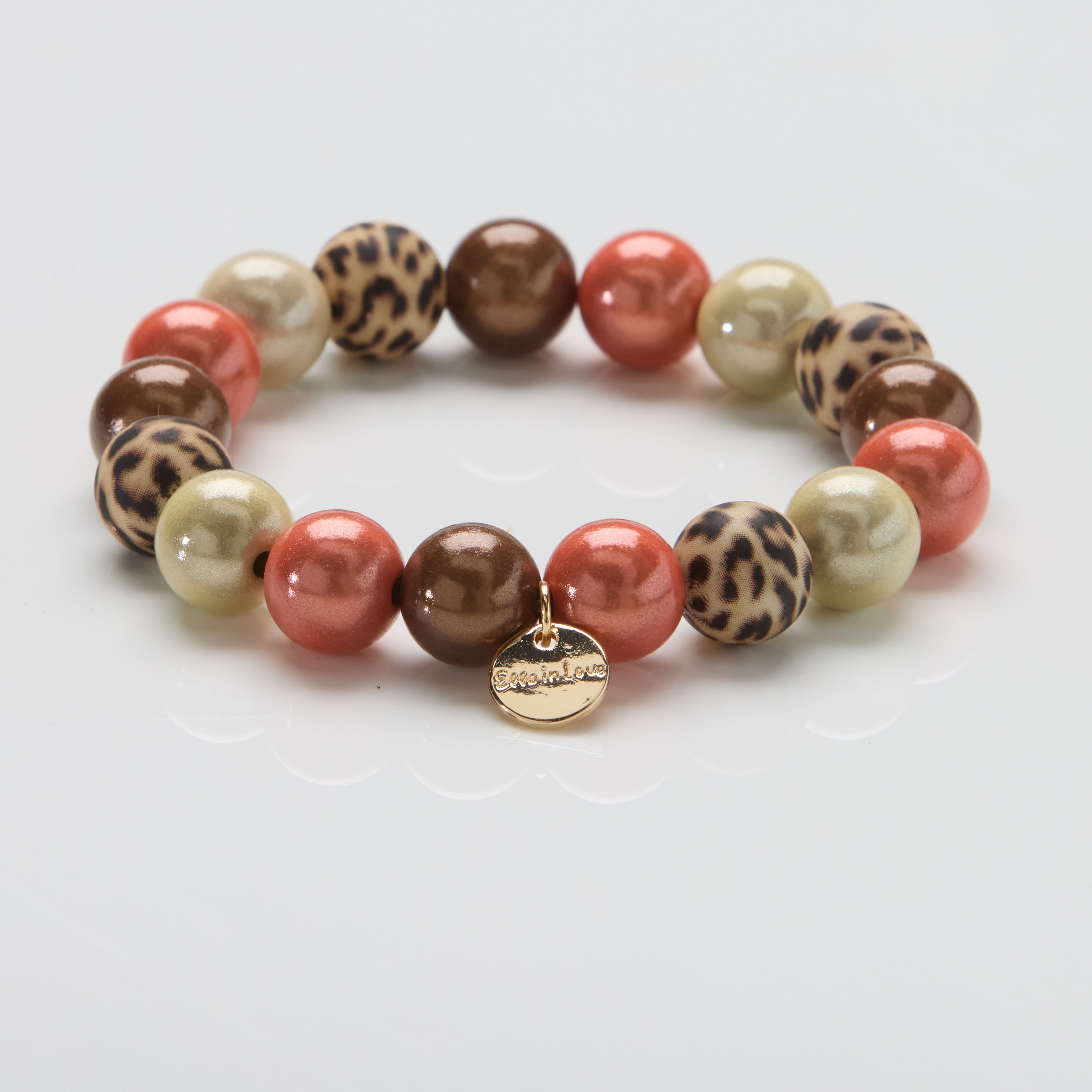 Perlenarmband Rosy Leopard
