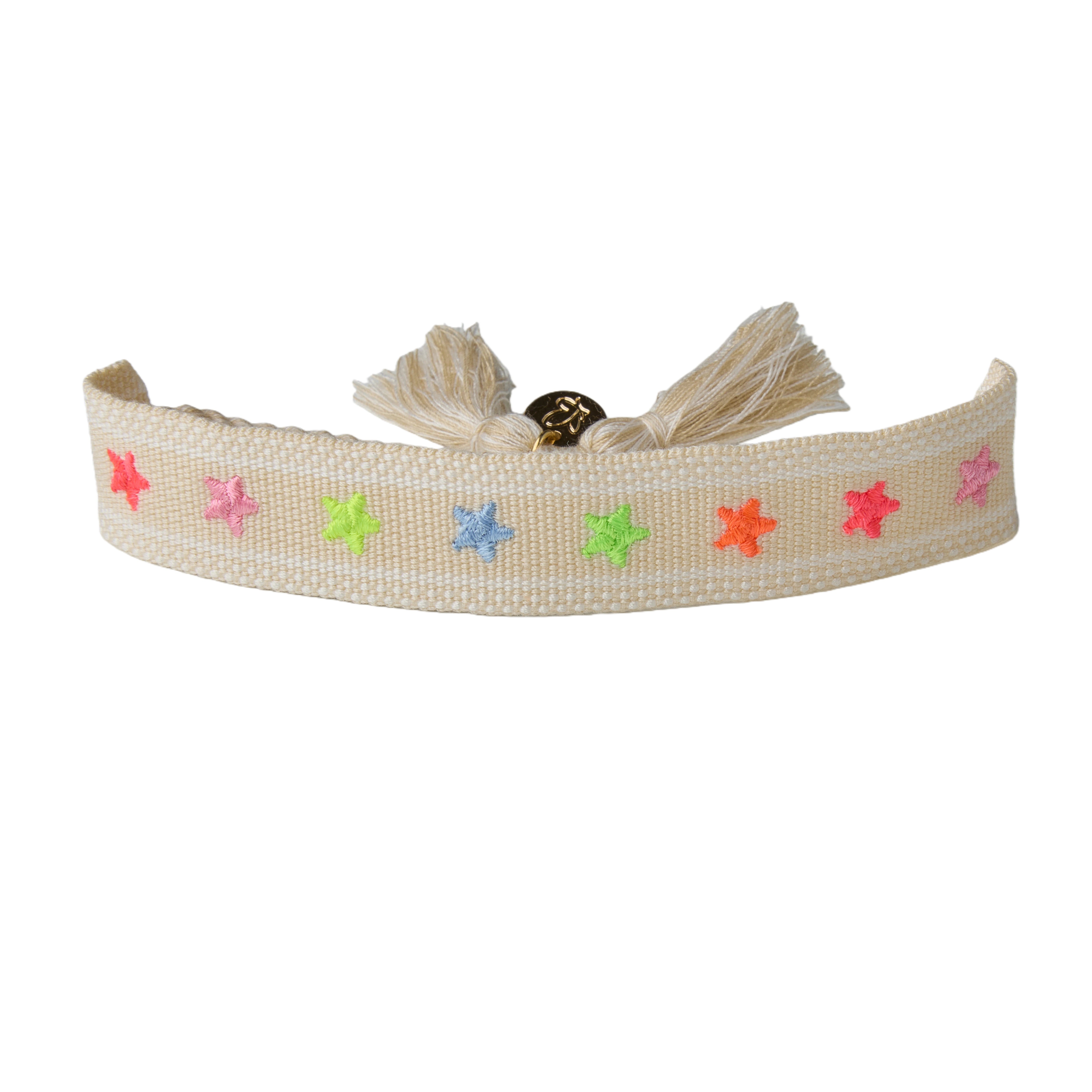 "Rainbow Stars" Stoffarmband Champagner