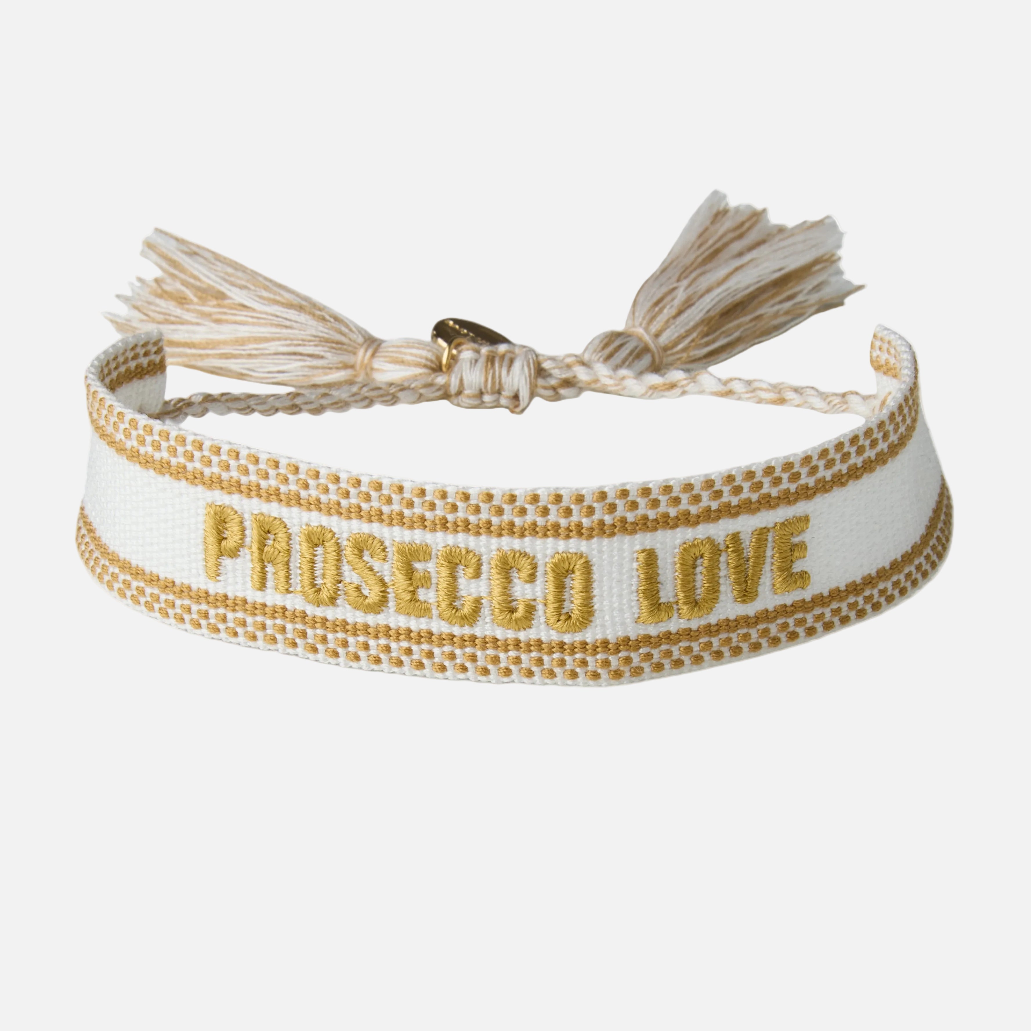 "Prosecco Love" Stoffarmband Weiß