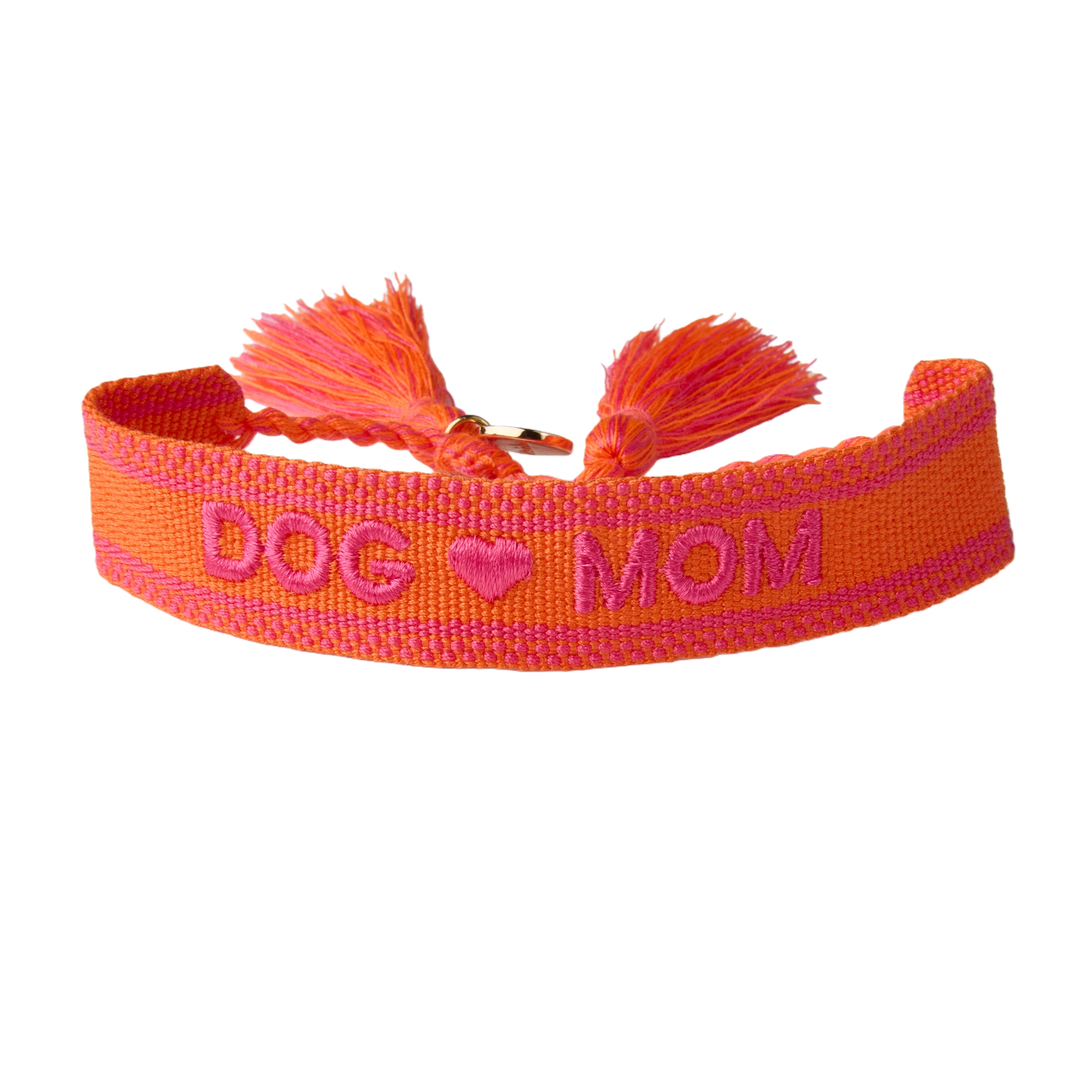 "Dog Mom" Stoffarmband Neon Orange