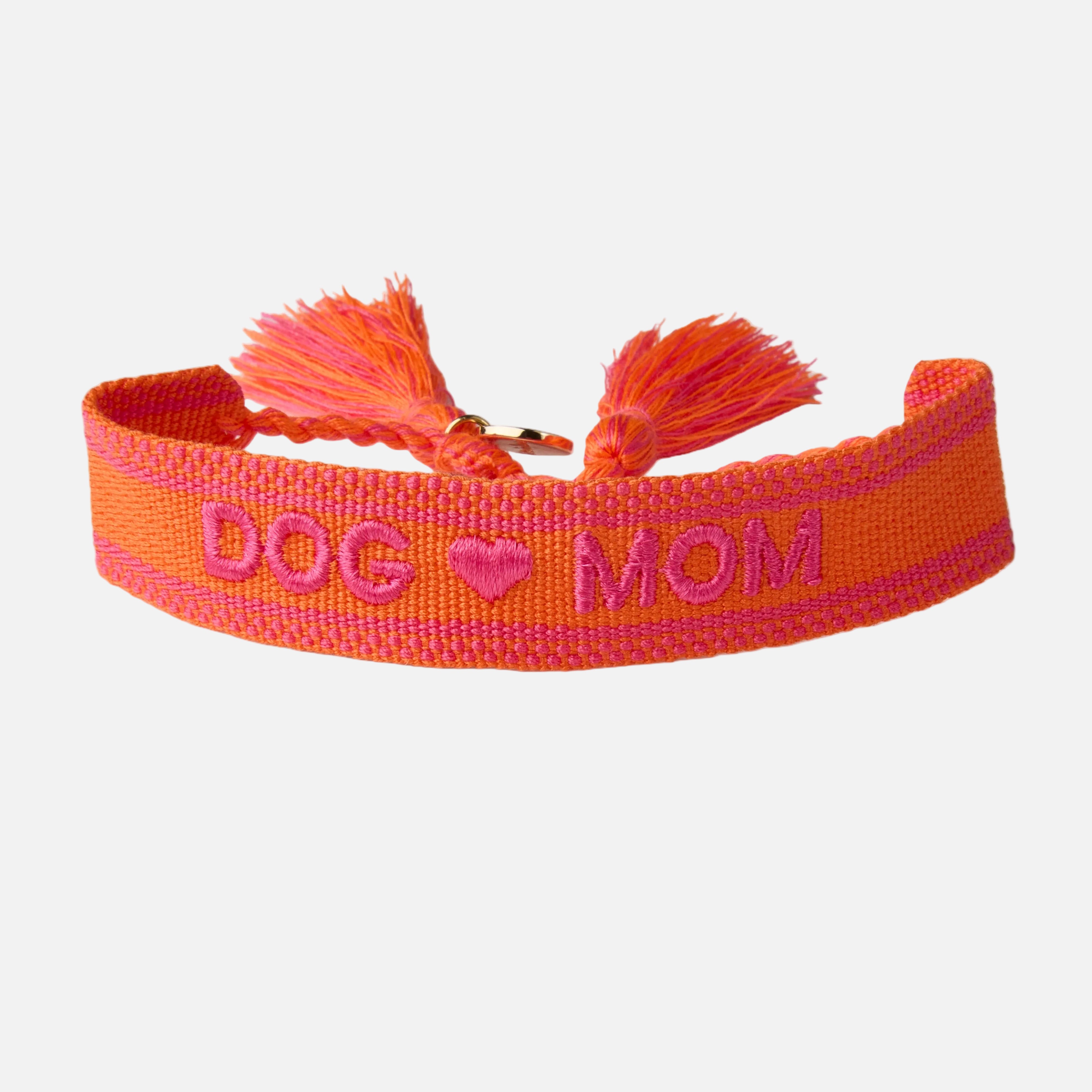 "Dog Mom" Stoffarmband Neon Orange