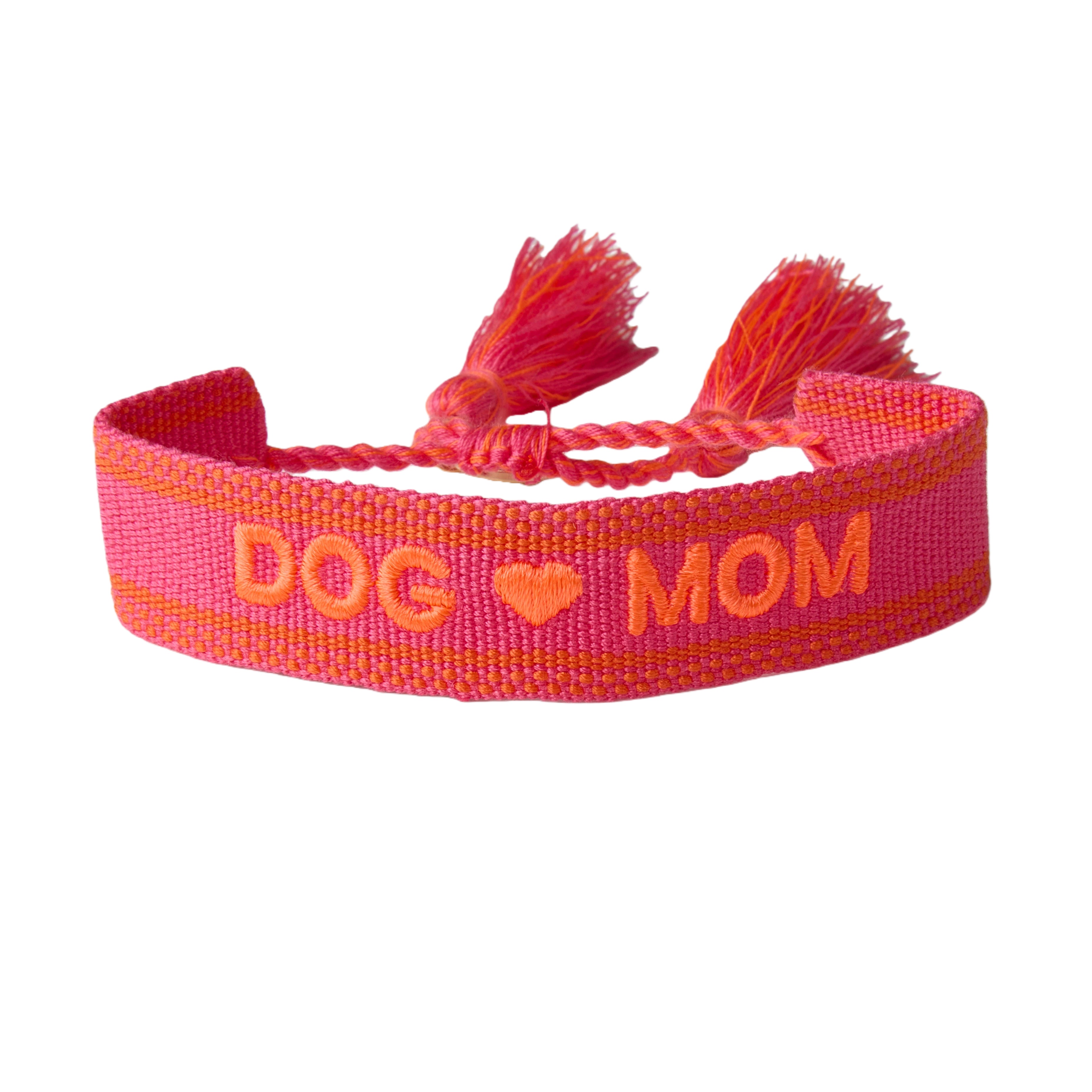 "Dog Mom" Stoffarmband Neon Pink