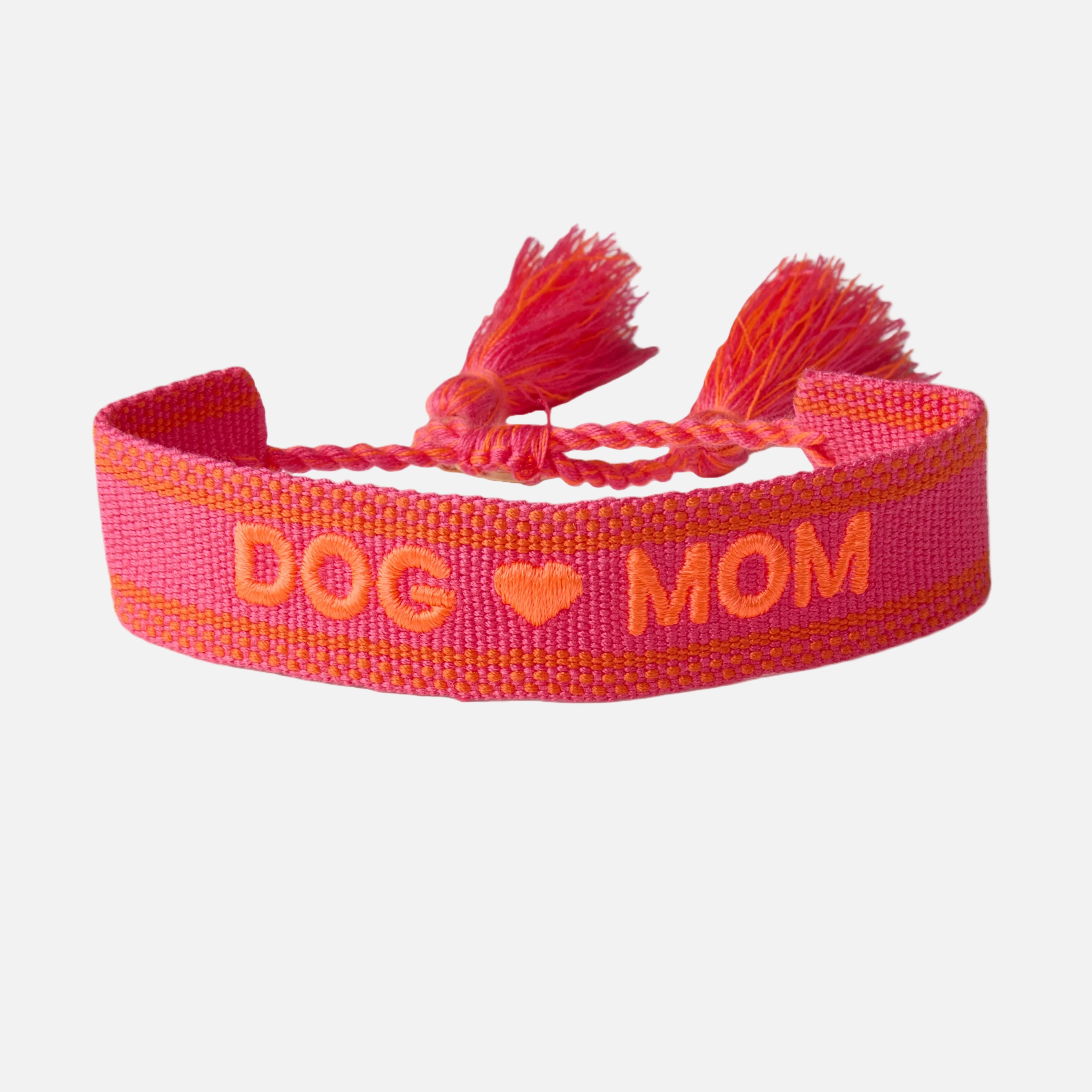 "Dog Mom" Stoffarmband Neon Pink