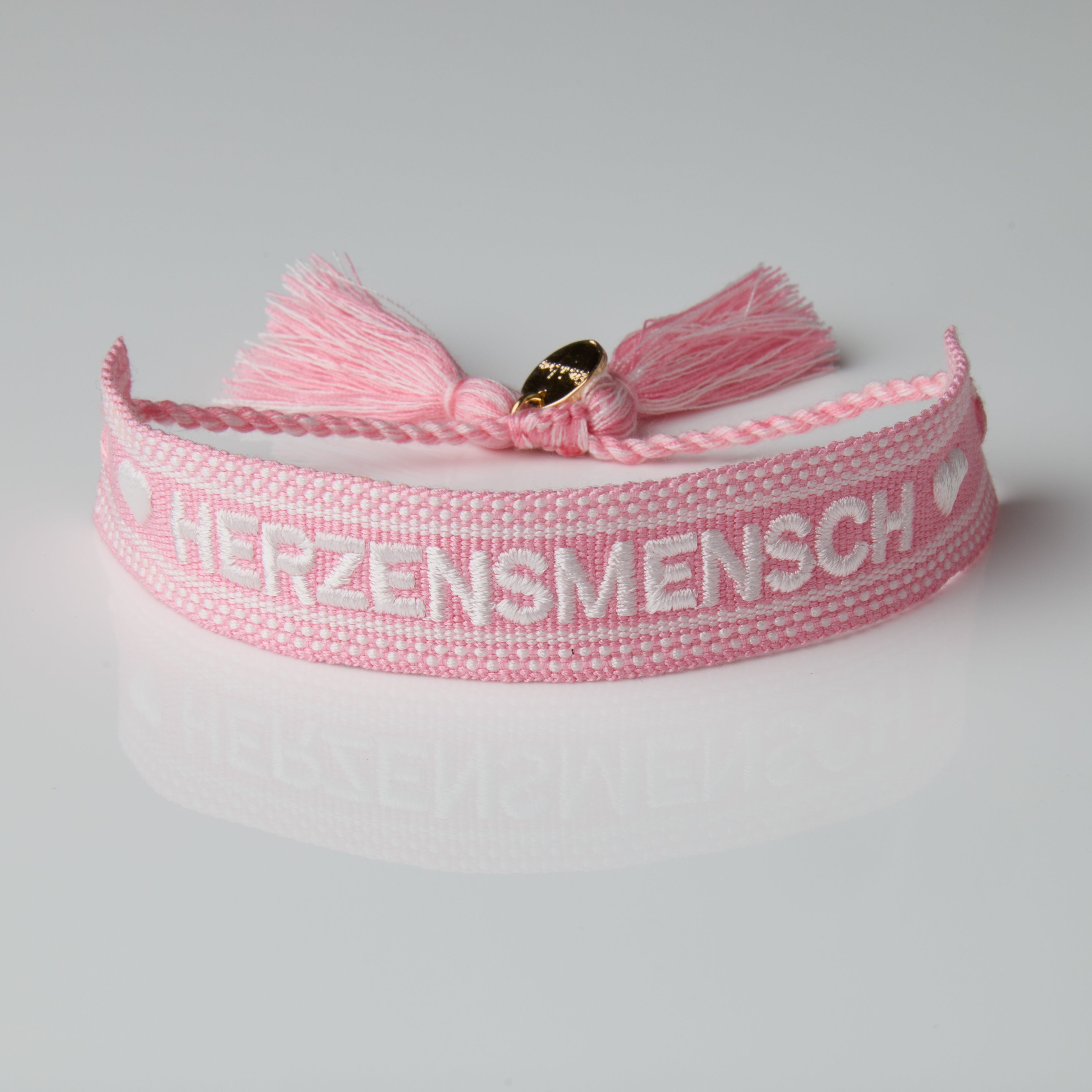 "Herzensmensch" Stoffarmband Rosa