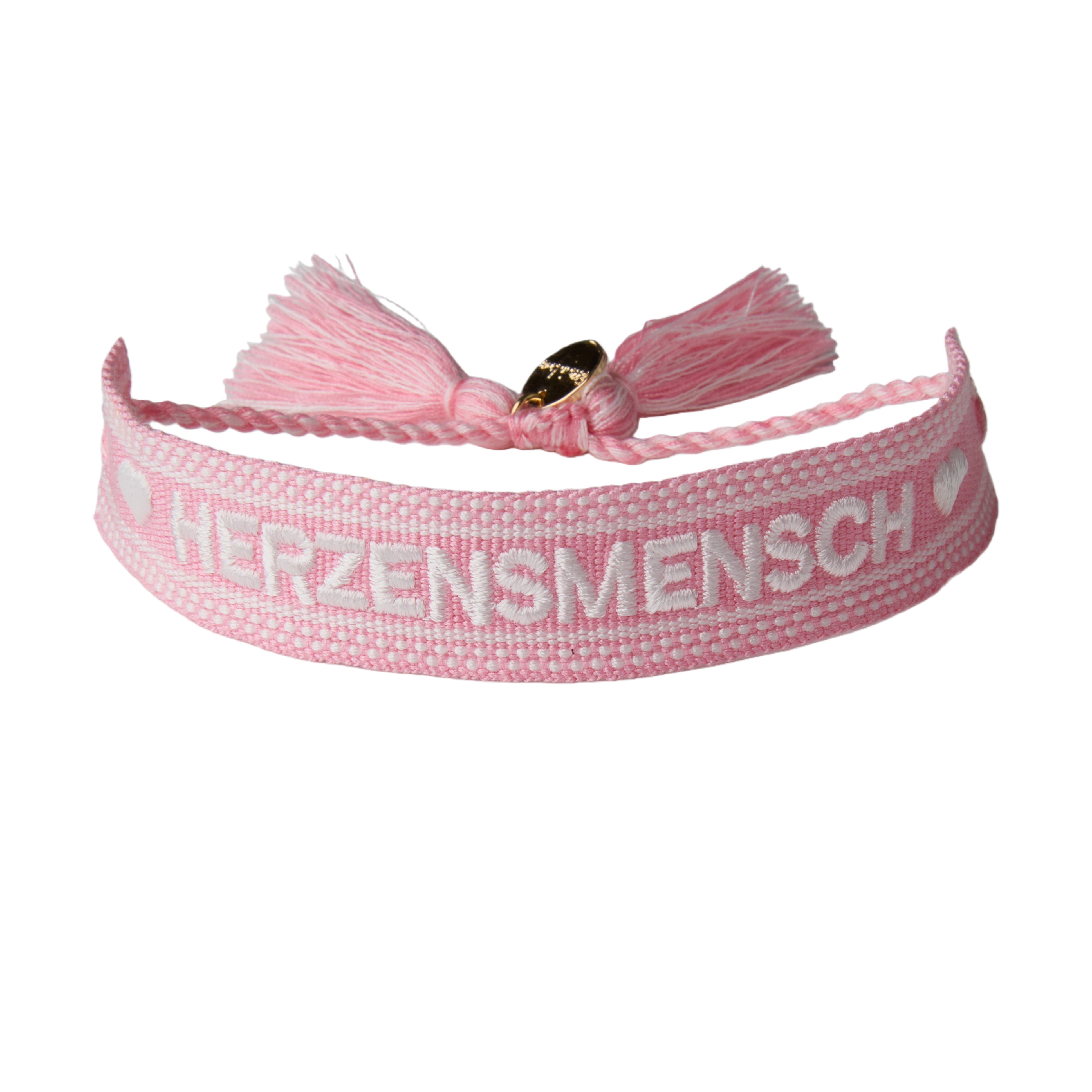 "Herzensmensch" Stoffarmband Rosa