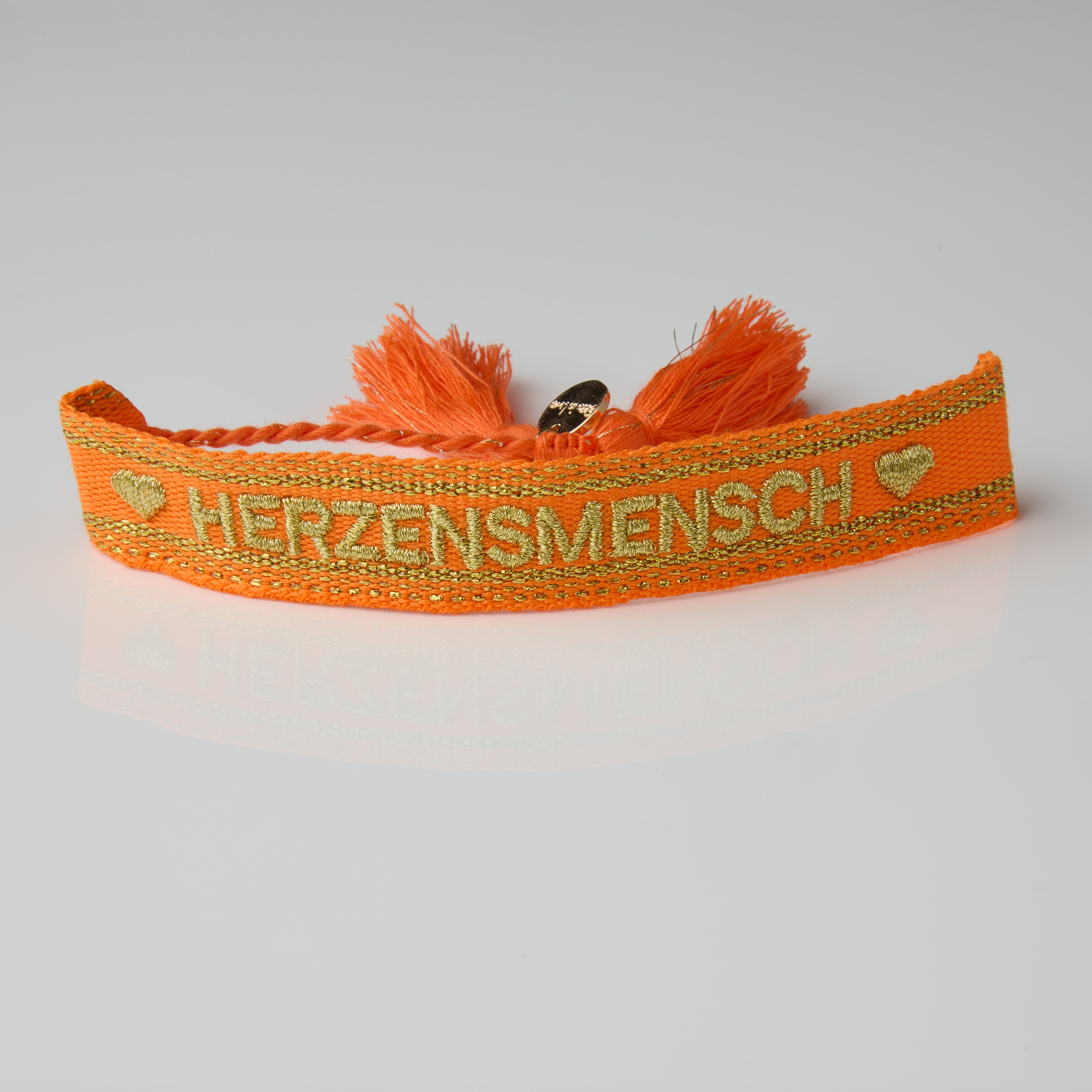 "Herzensmensch" Stoffarmband Orange