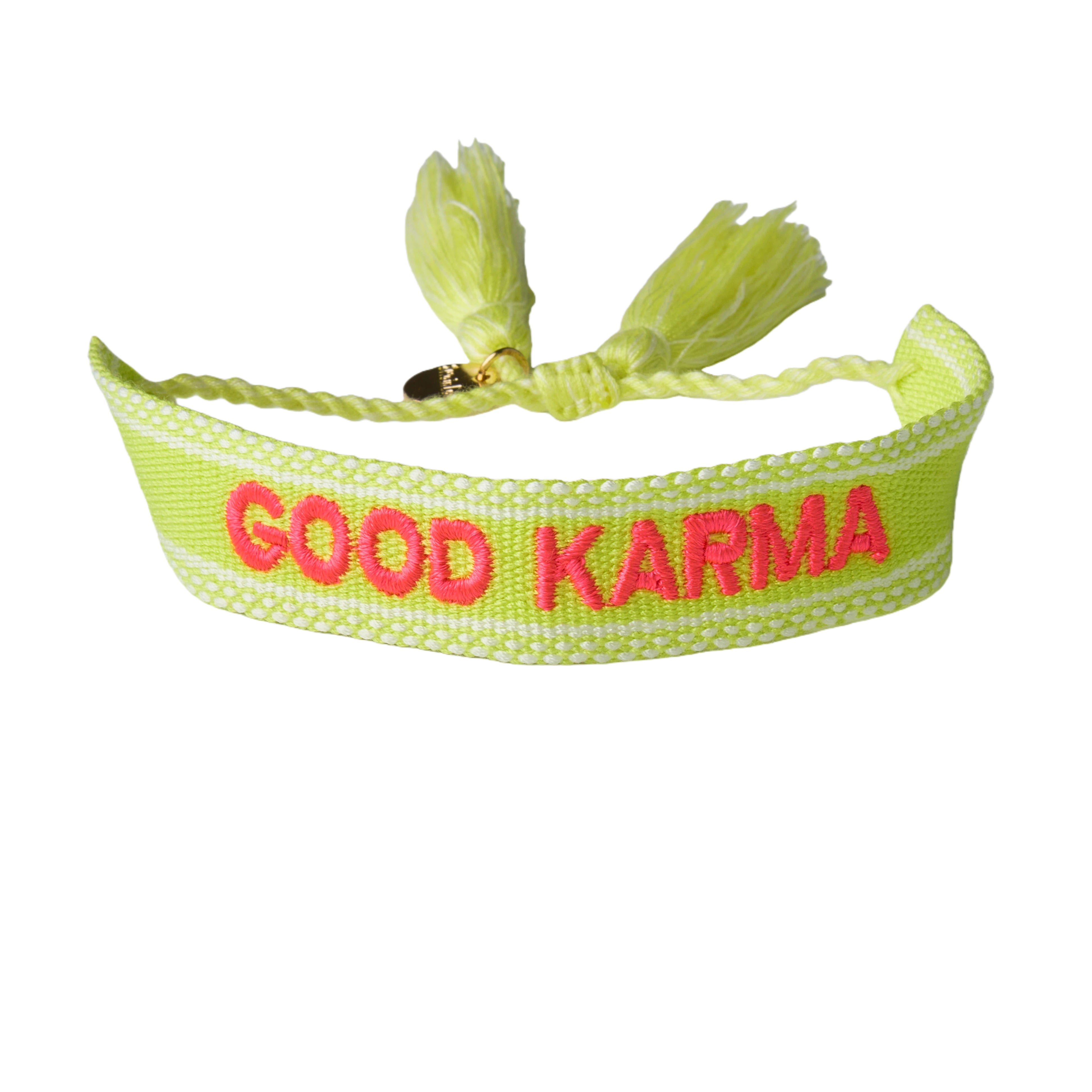 "Good Karma" Stoffarmband Neon Pink