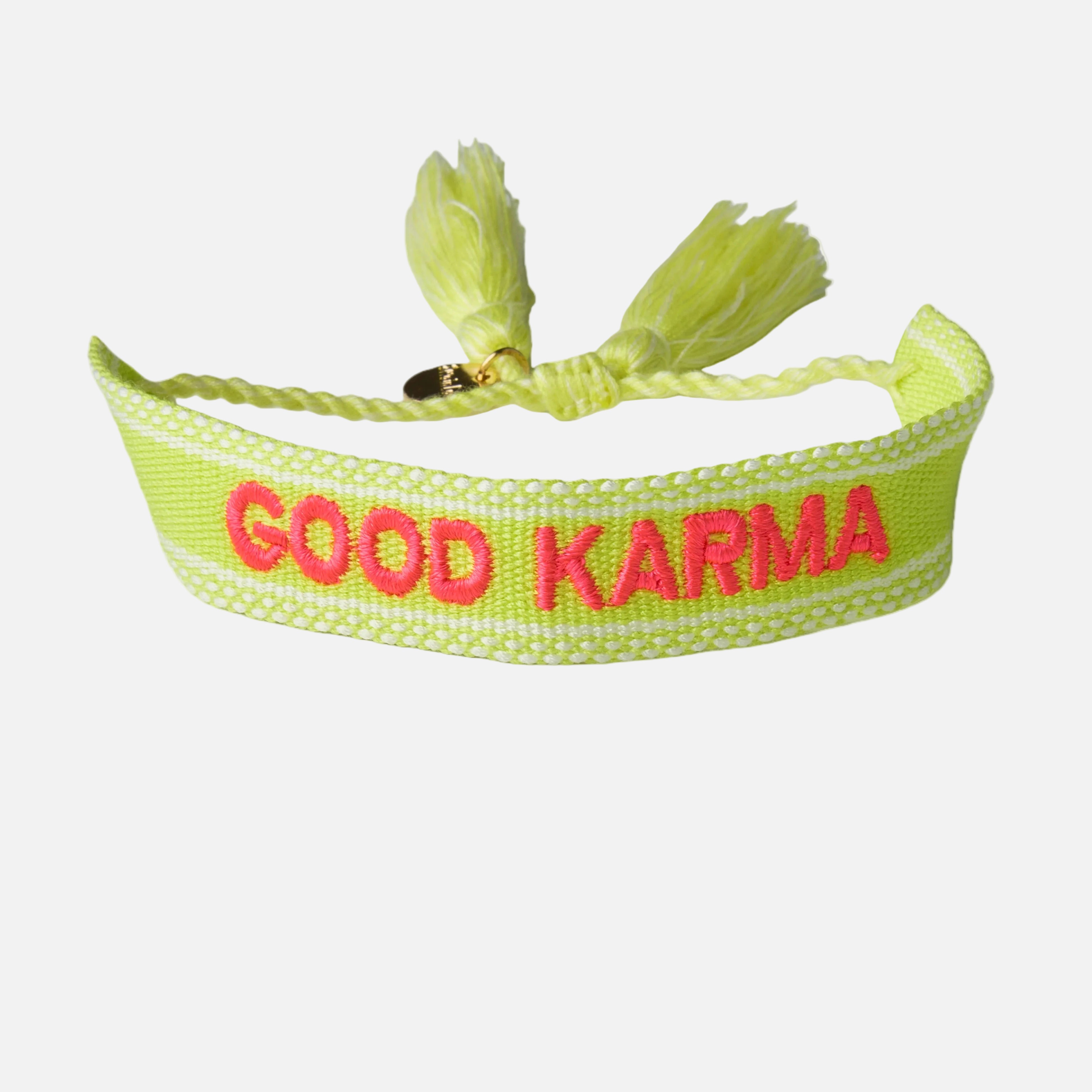 "Good Karma" Stoffarmband Neon Pink