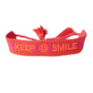 "Keep Smile" Stoffarmband Neon Orange