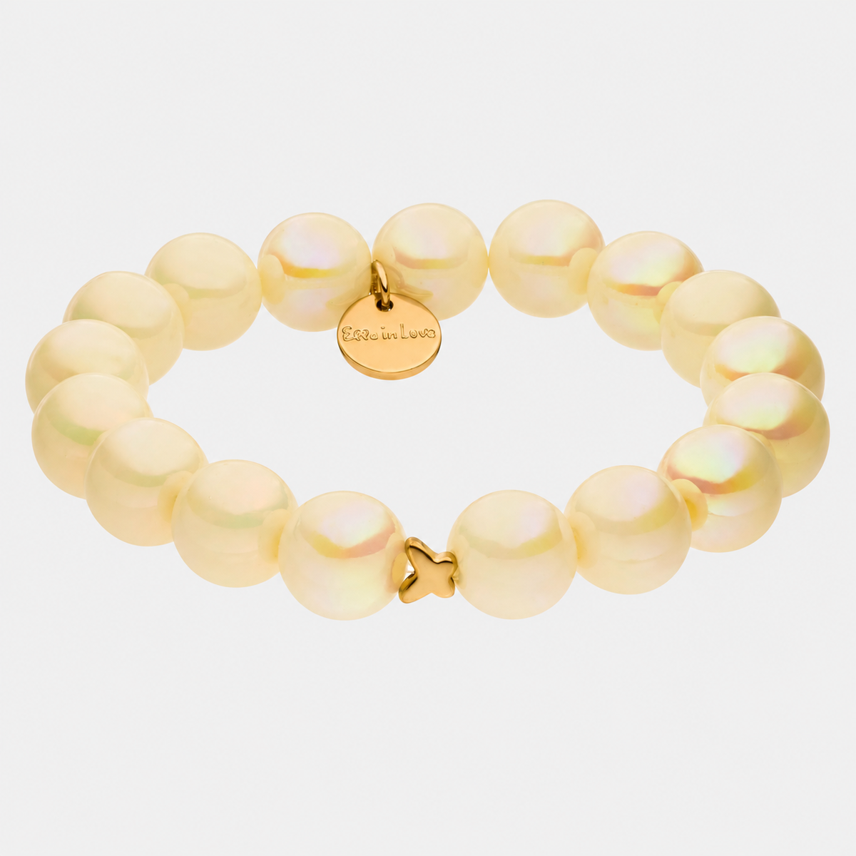 Perlenarmband Champagner mit 3D Intensiv Glow Effekt – grauer Hintergrund