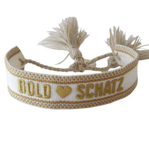 "Goldschatz" Stoffarmband Weiß