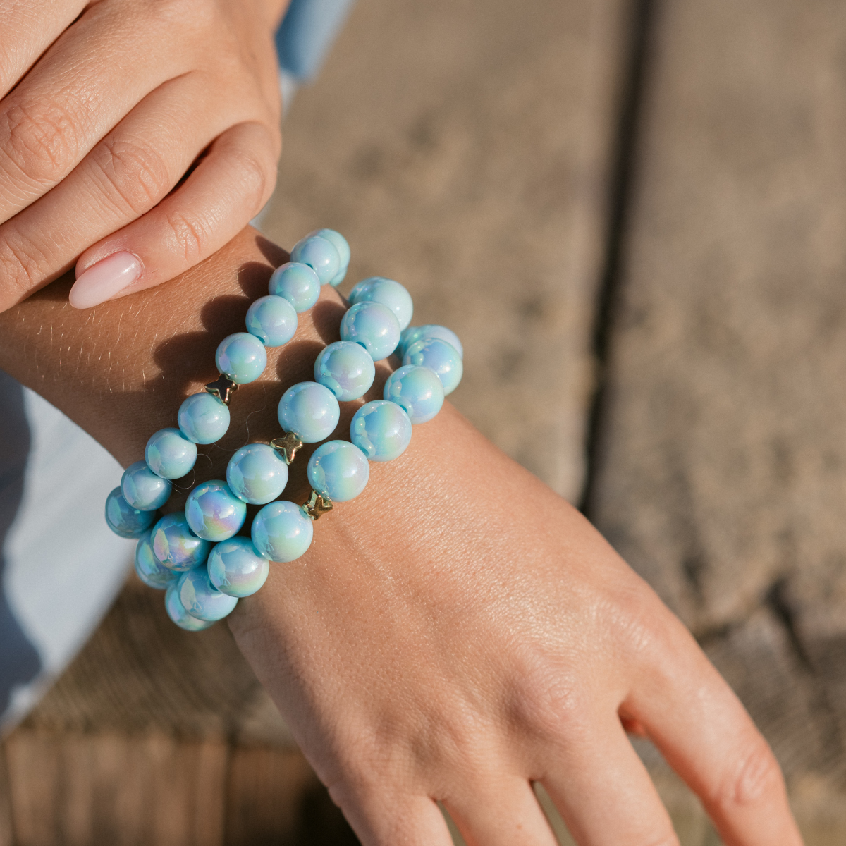 Perlenarmband Paket Blau Mint Weiß 6 teilig | Holiday Season