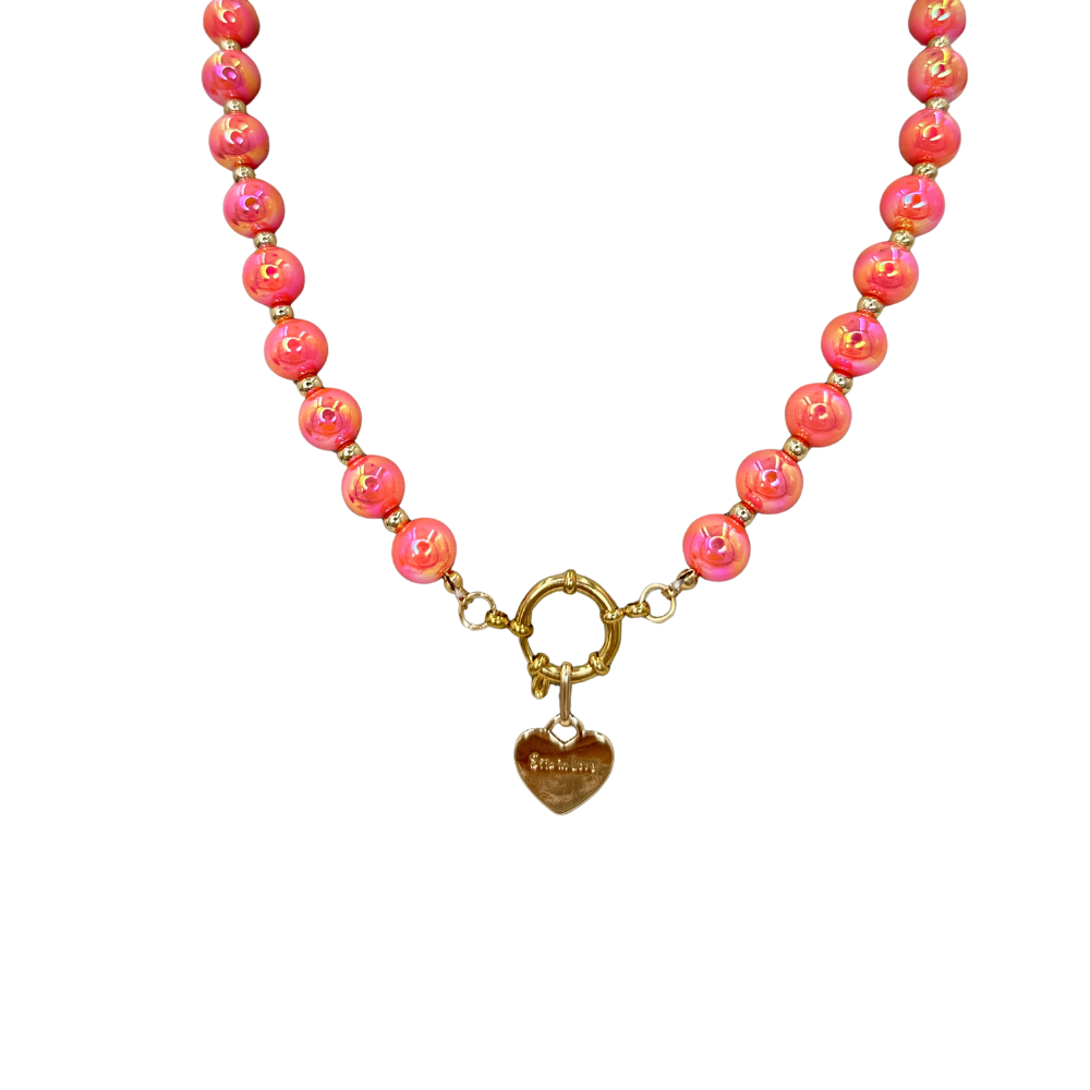 Halskette Glow Coralle mit Edelstahl-Verschluss