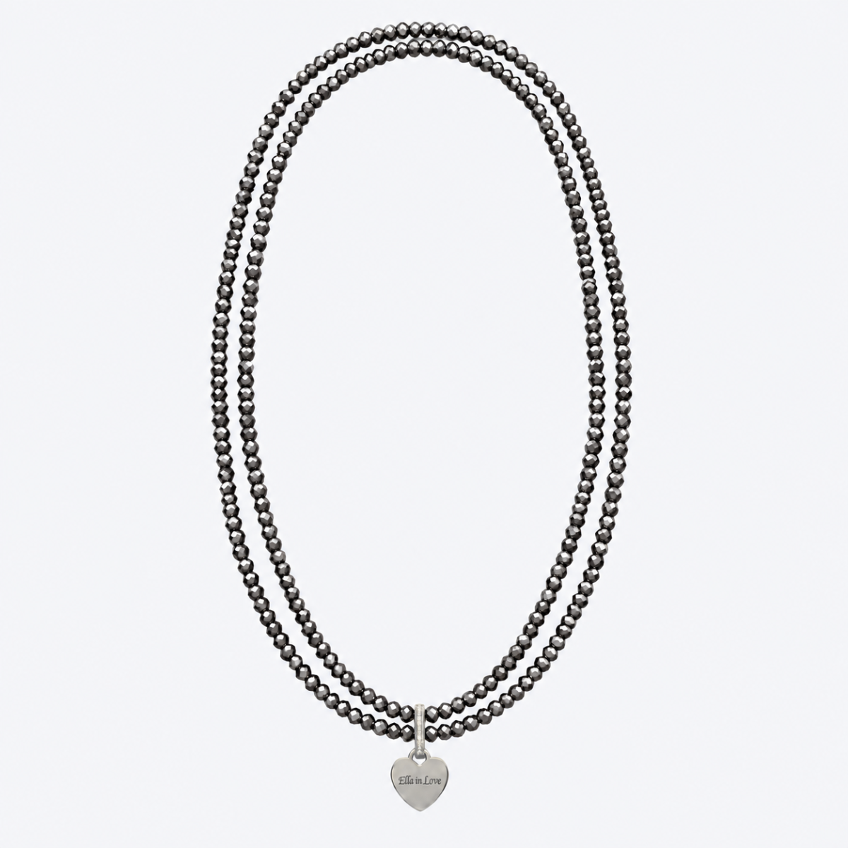 Perlenhalskette Silber mit Herz-Charm – wasserfest, 110 cm