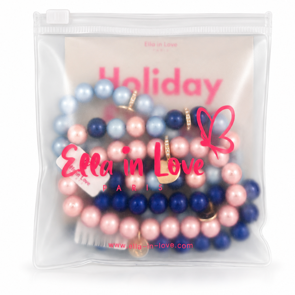 Perlenarmband Paket Blau Rosa 4 teilig | Holiday Season