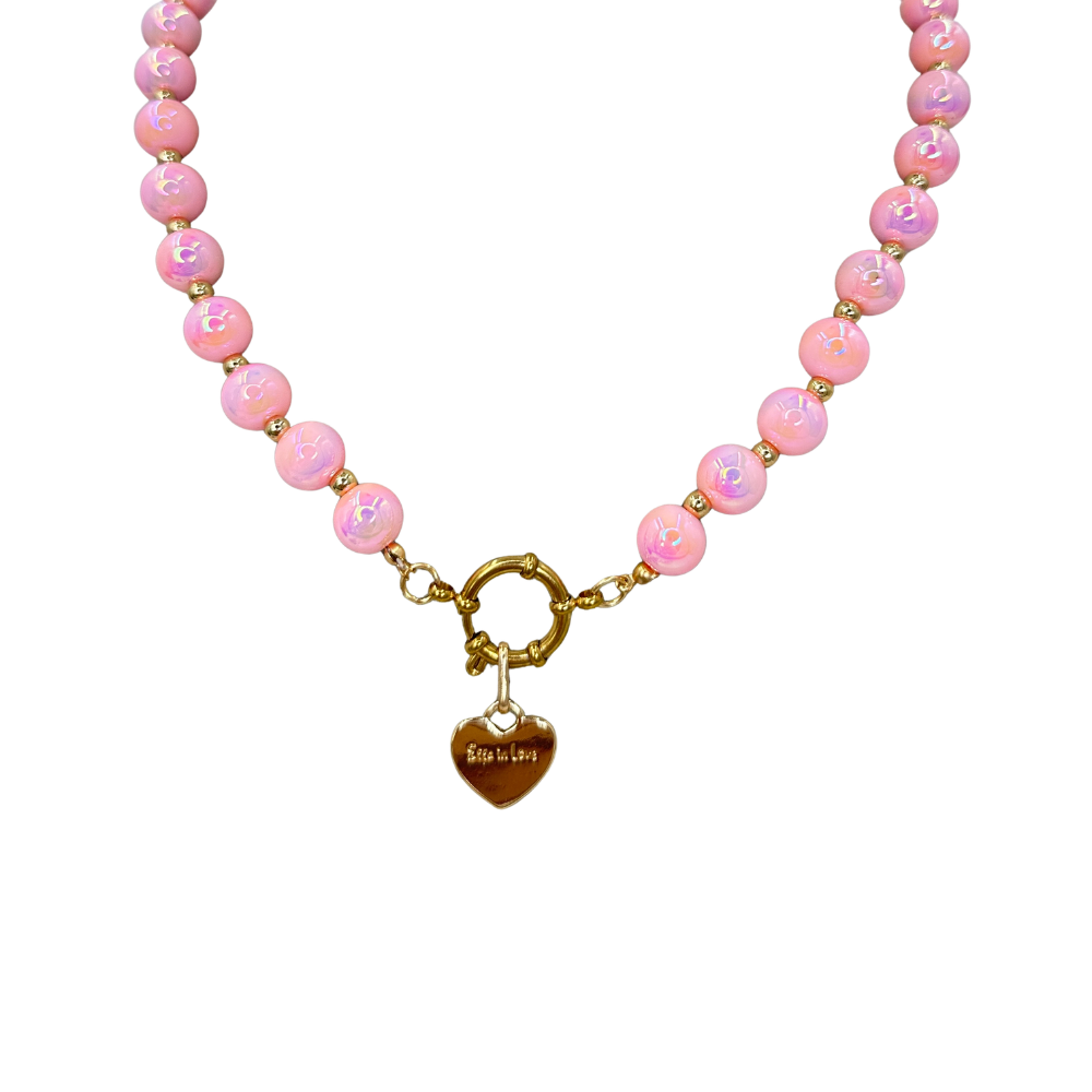 Halskette Glow Rosa mit Edelstahl-Verschluss