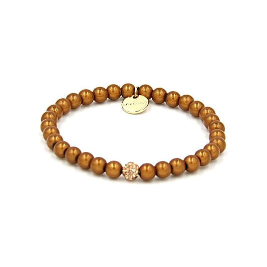 Perlenarmband Pfirsich mit Glitzerperle – Mini