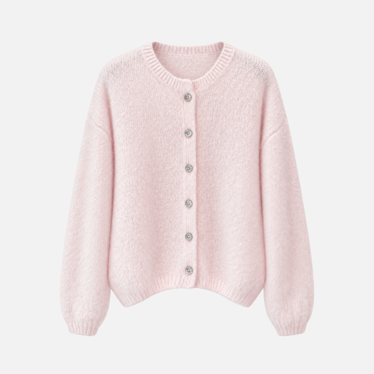 Damen-Strickjacke Rosa aus Mohair-Wollmix – One Size