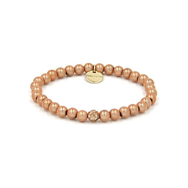 Perlenarmband White Peach mit Glitzerperle – Mini