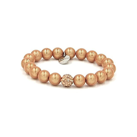 Perlenarmband Pfirsich mit Glitzerperle